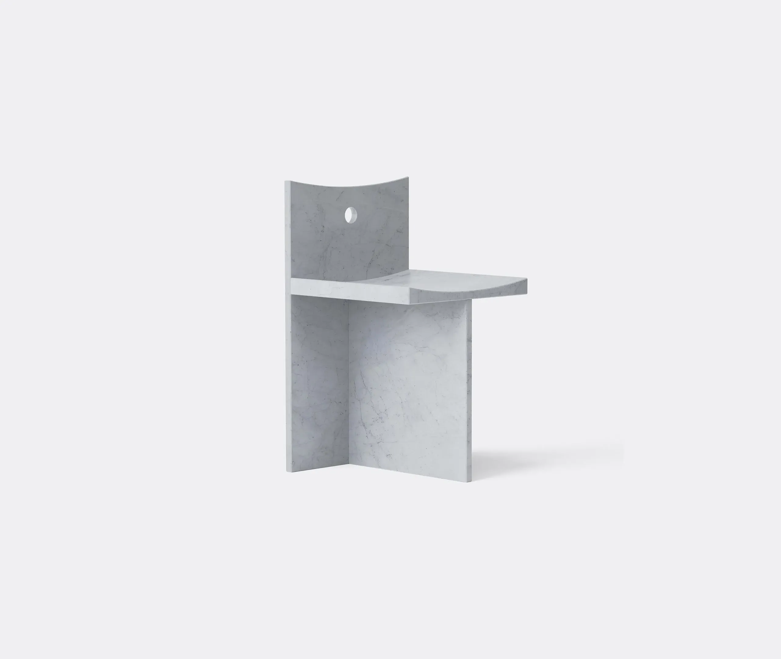 Thebes Chair with Concave Seat - White, Marble