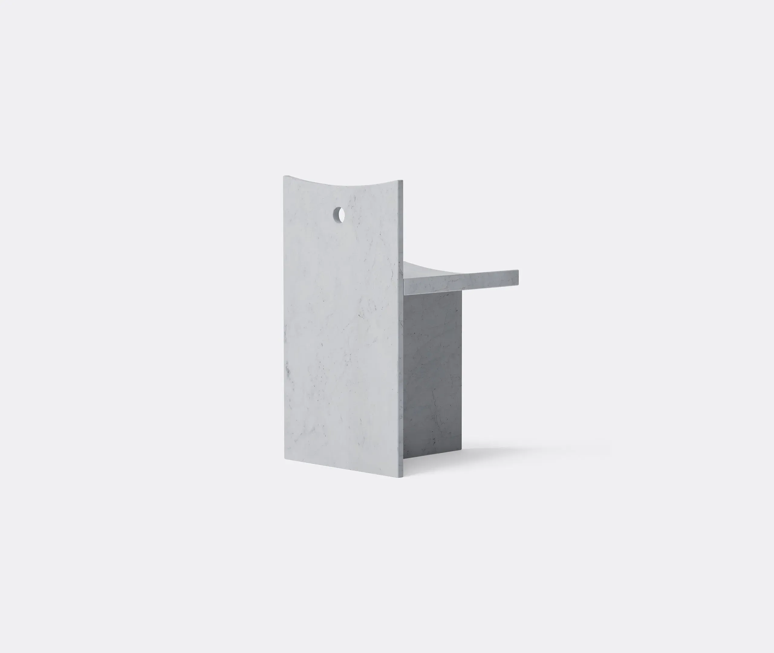 Thebes Chair with Concave Seat - White, Marble
