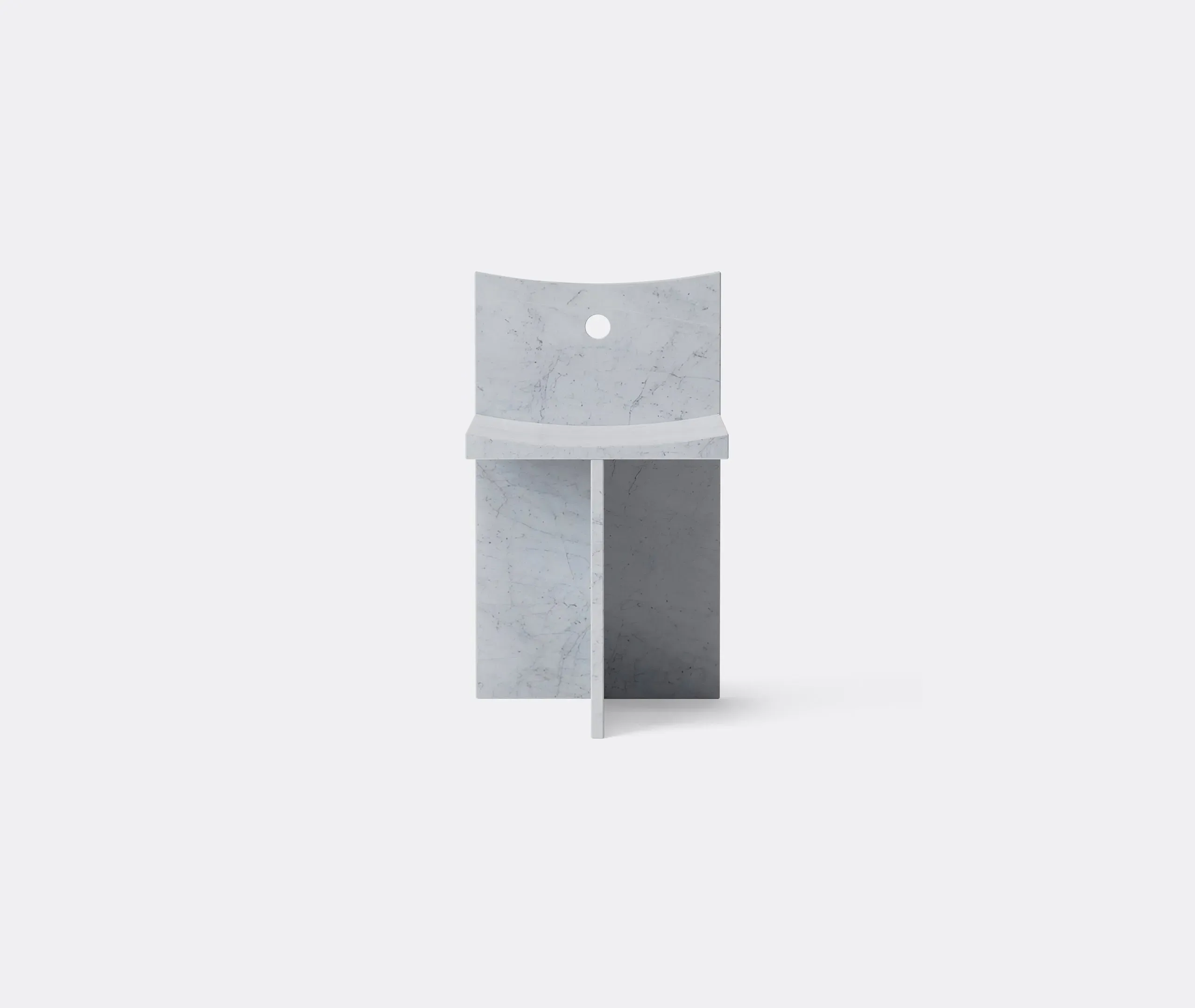 Thebes Chair with Concave Seat - White, Marble