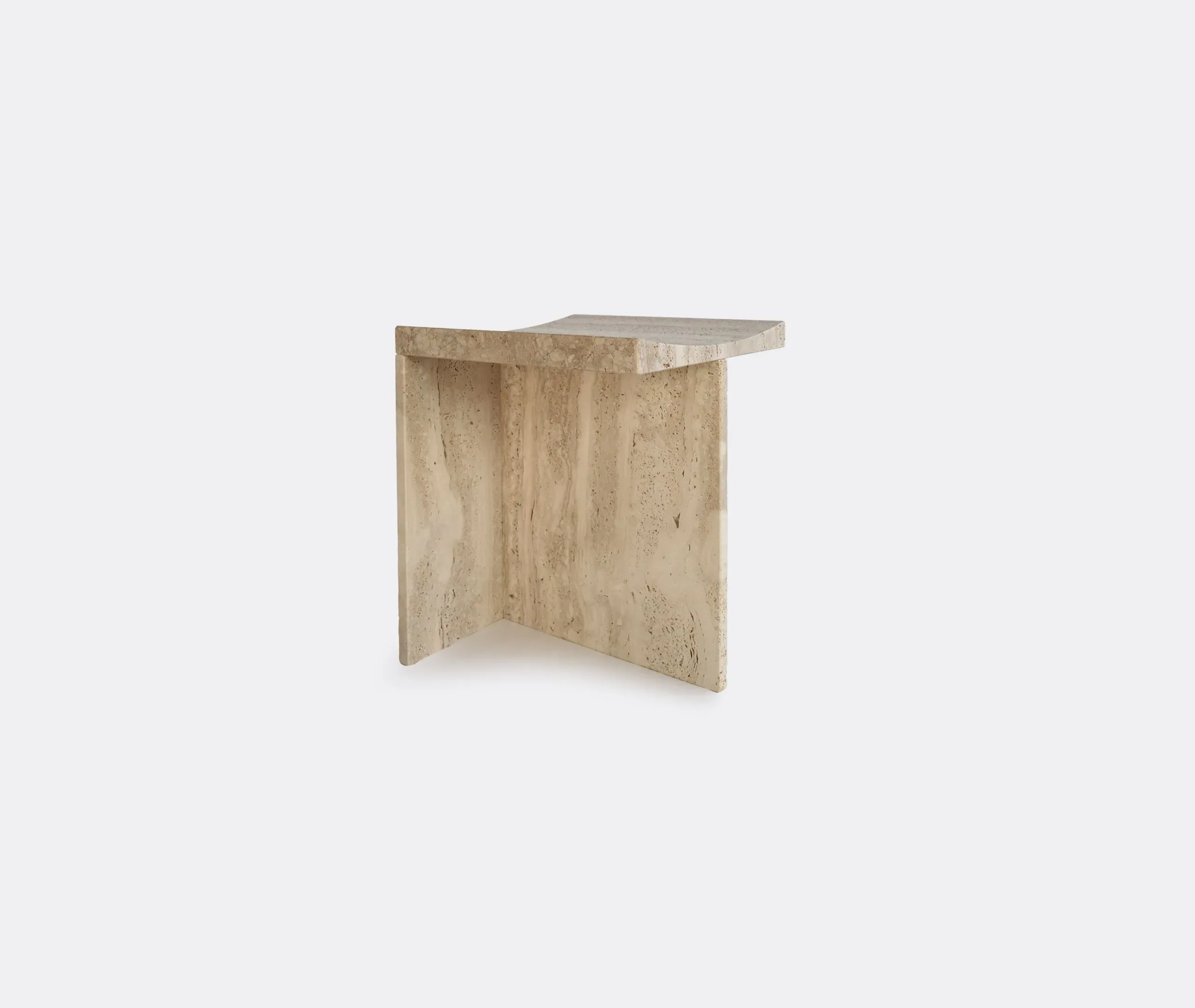 Thebes Stool - Beige, Travertine
