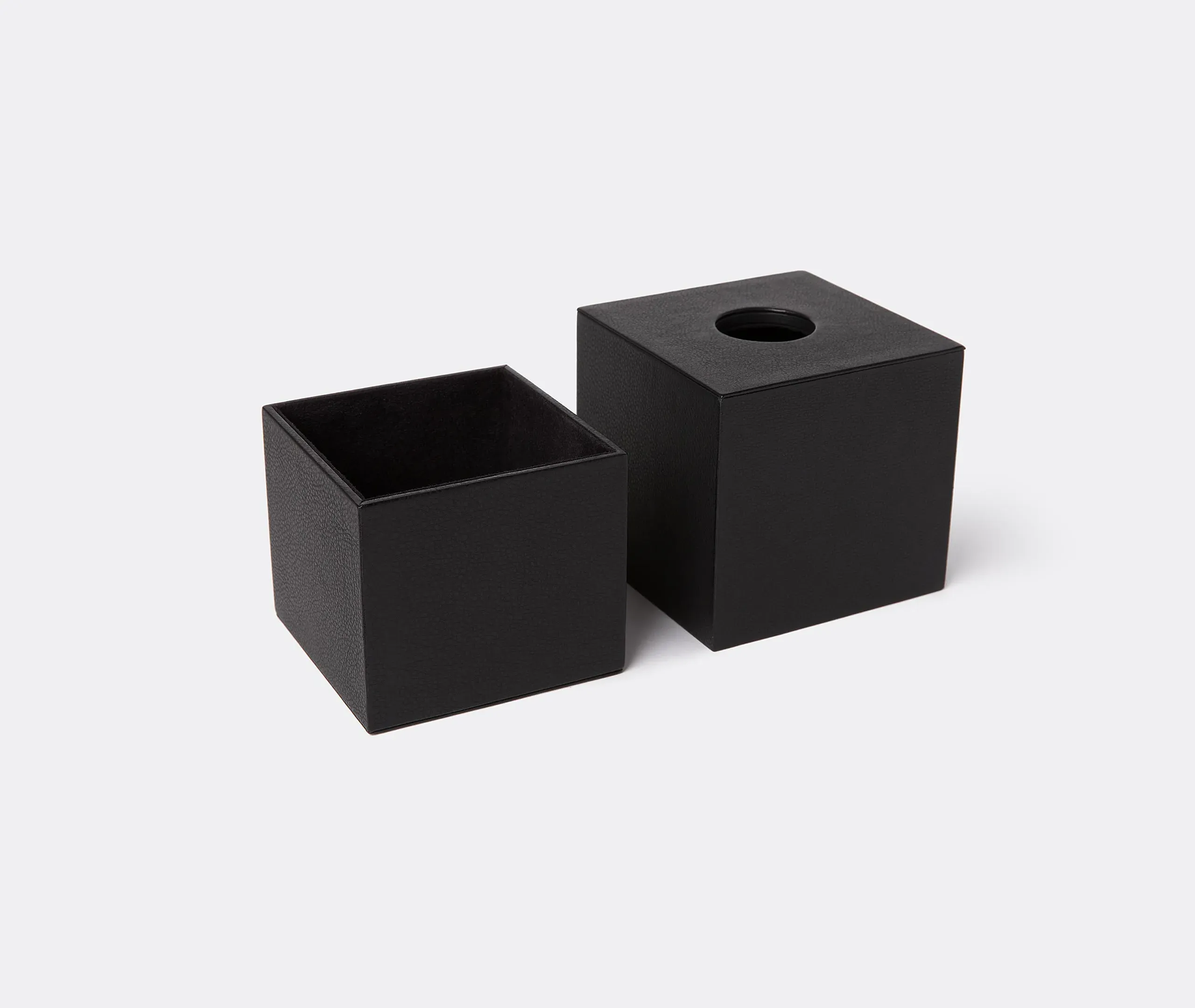 Cube Tissue Box Cover - Black, Leather