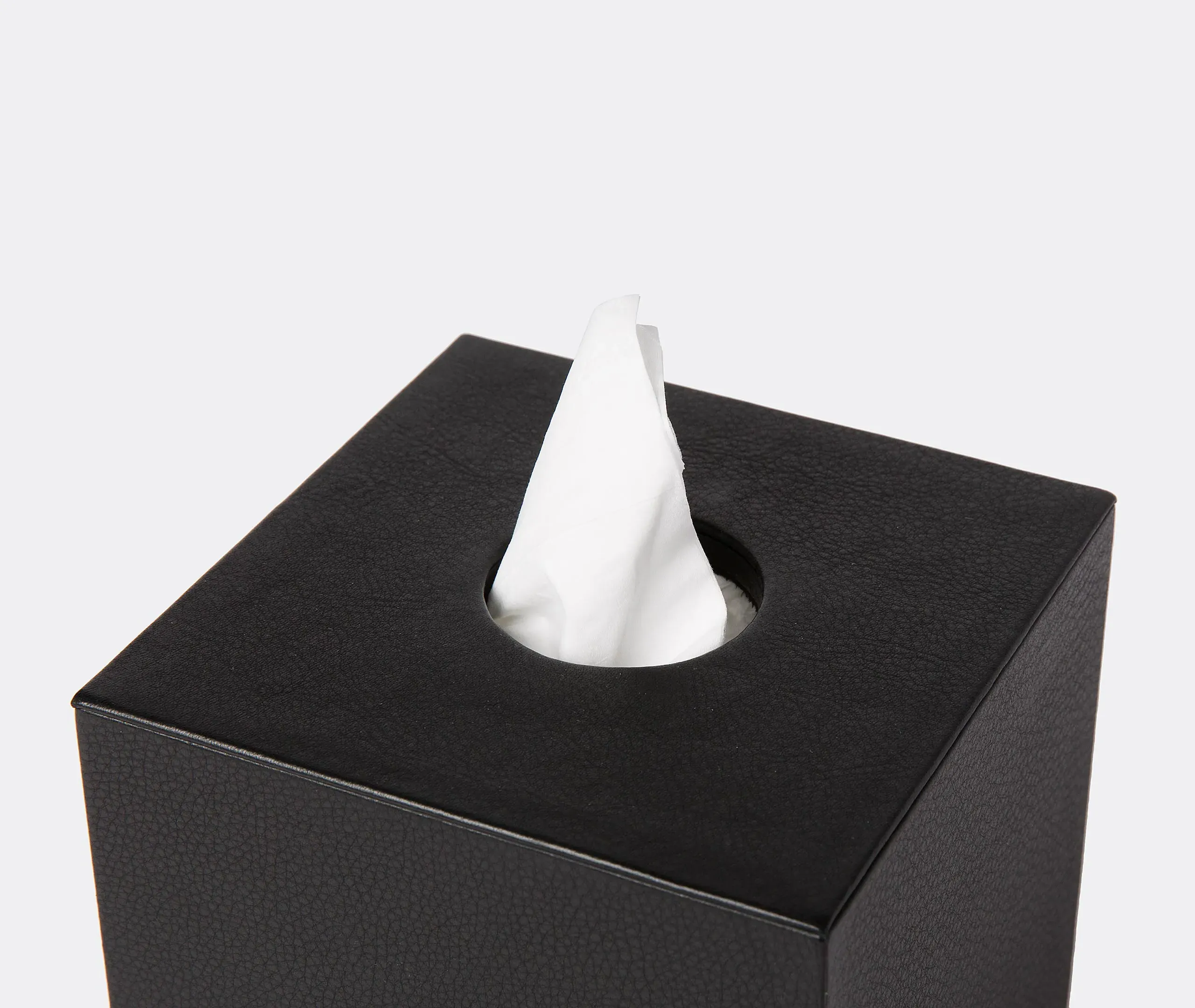 Cube Tissue Box Cover - Black, Leather