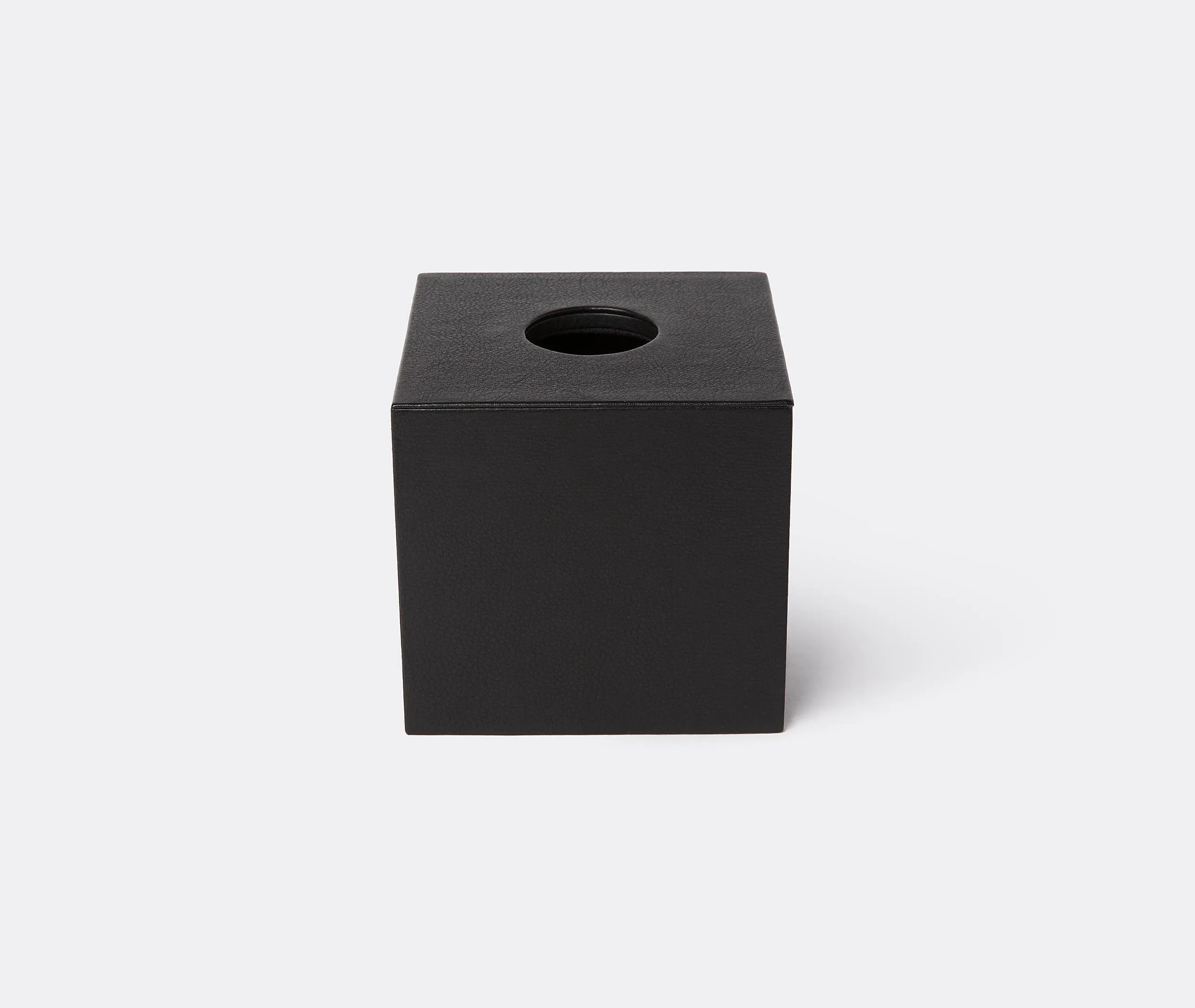 Cube Tissue Box Cover - Black, Leather image
