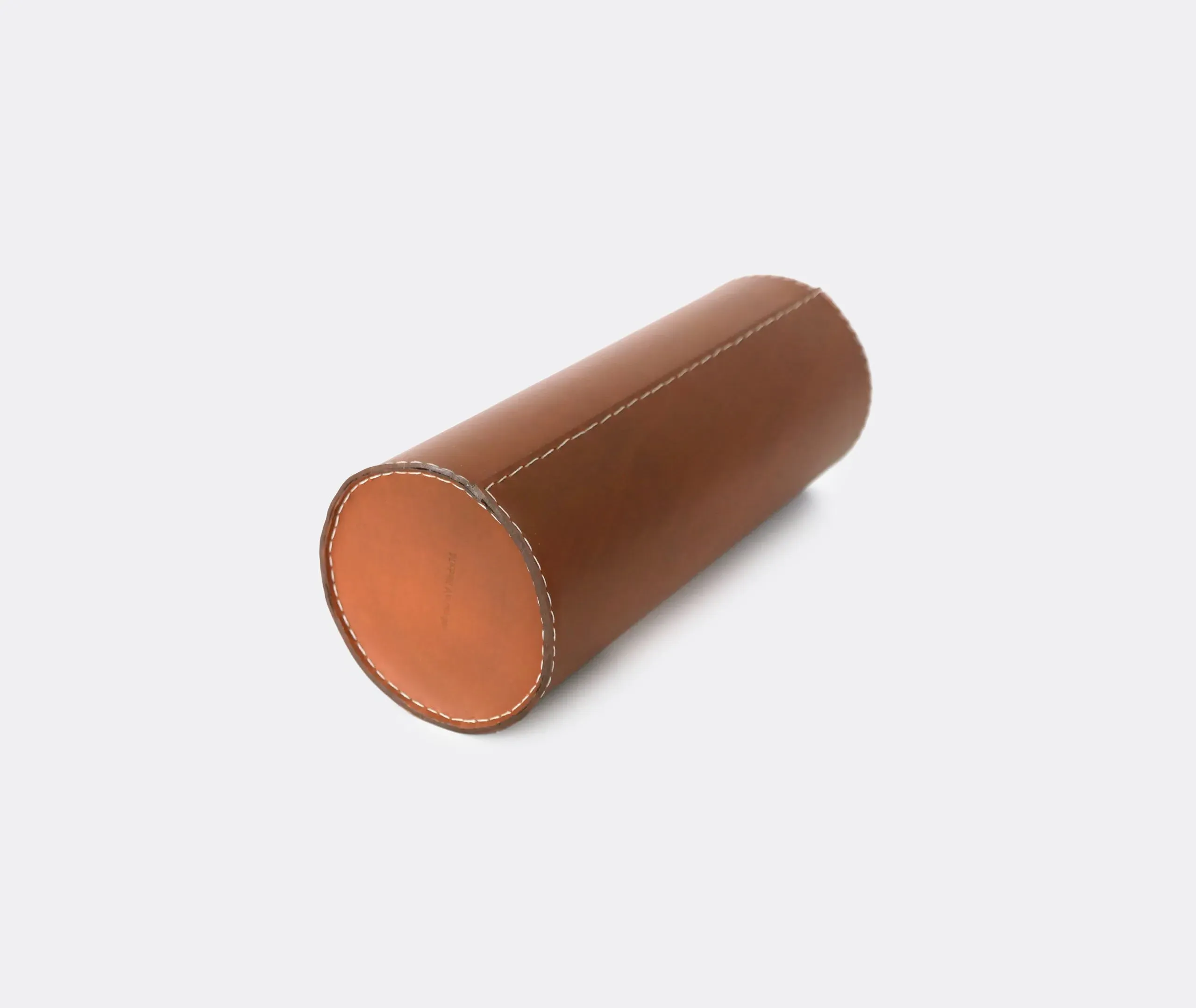 Cylindrical Leather Vase - Saddle, Leather