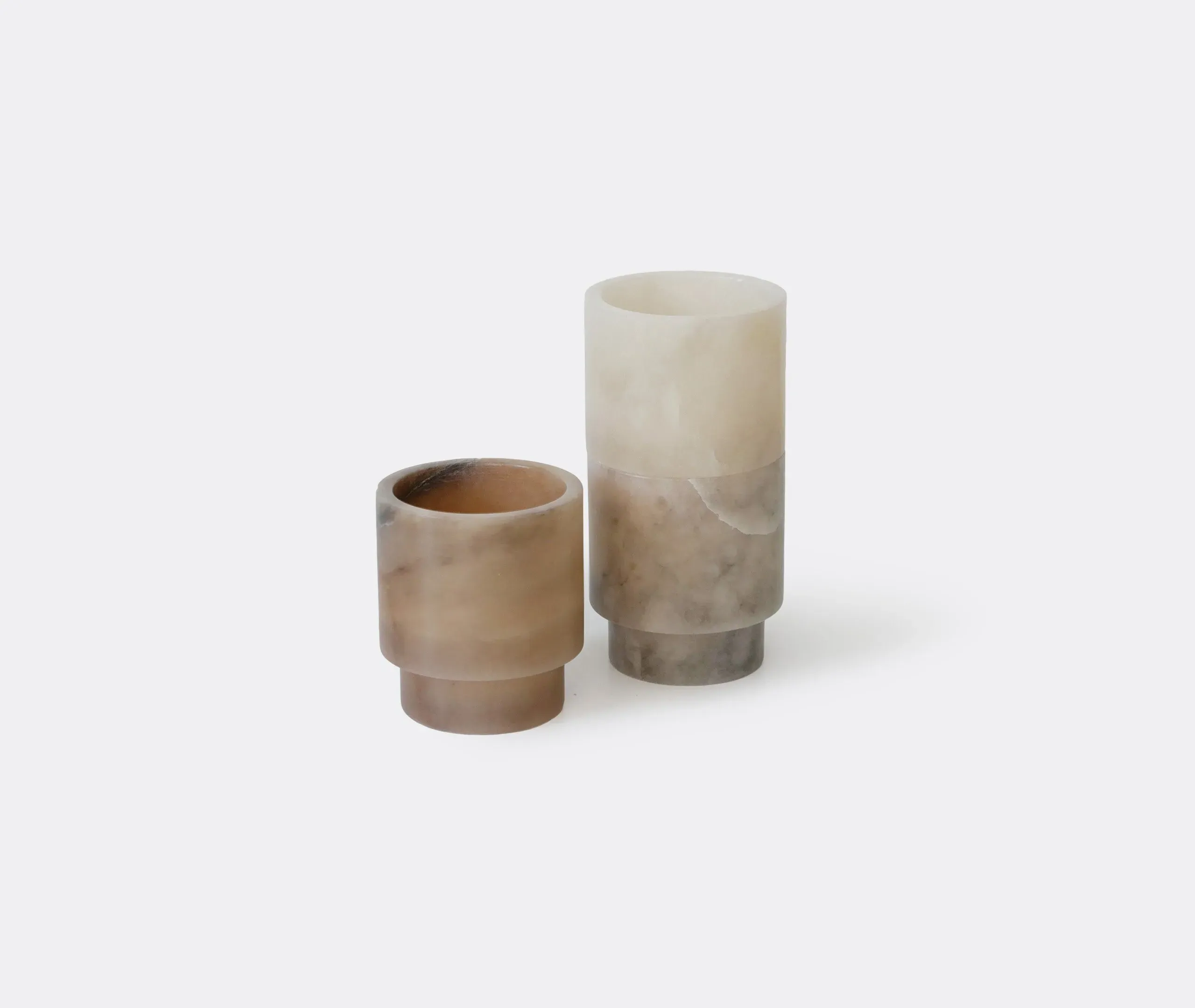 Cylindrical Tealight Holder - Tabac, Alabaster