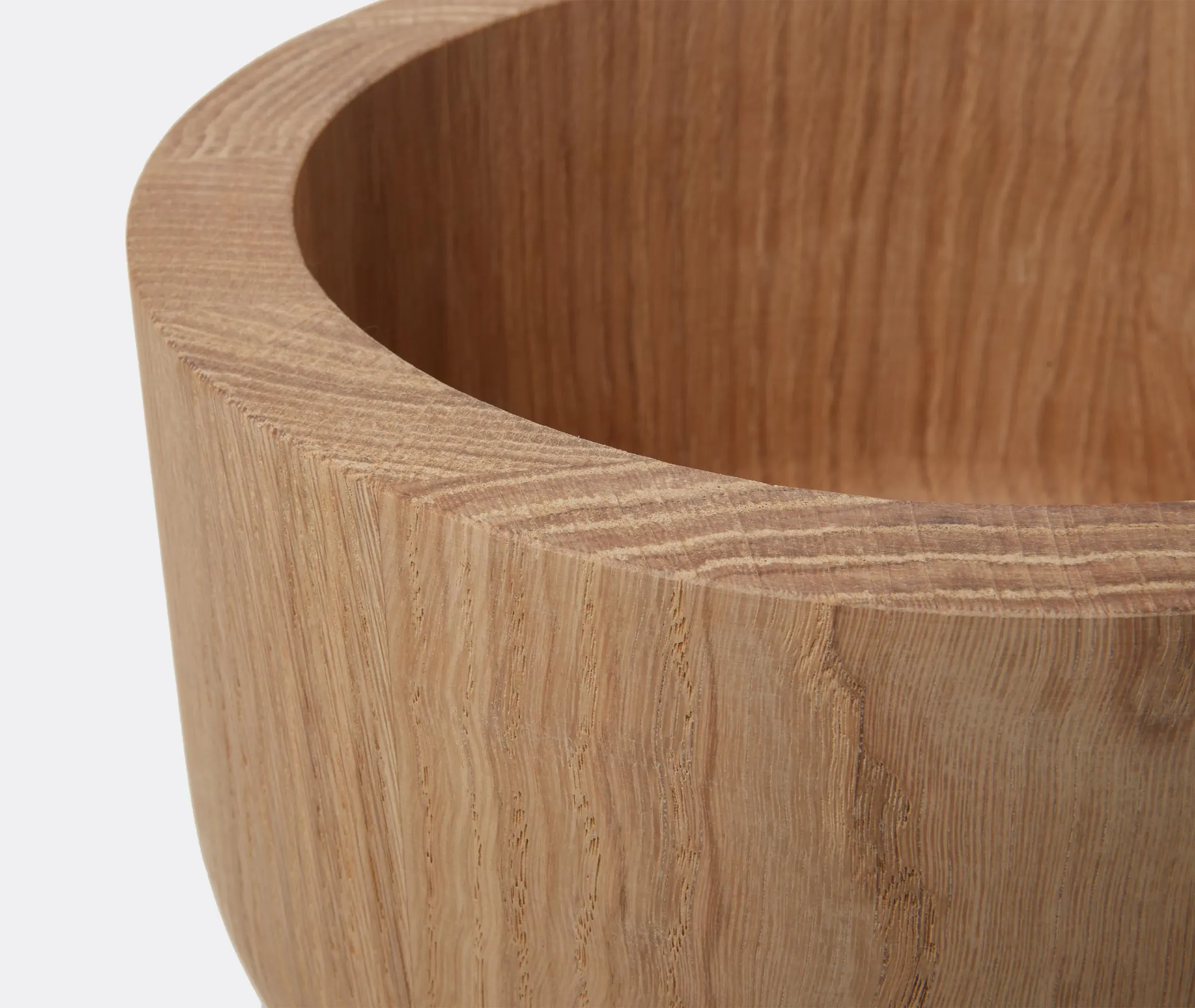 Low Decorative Pot - Oak, Solid Wood