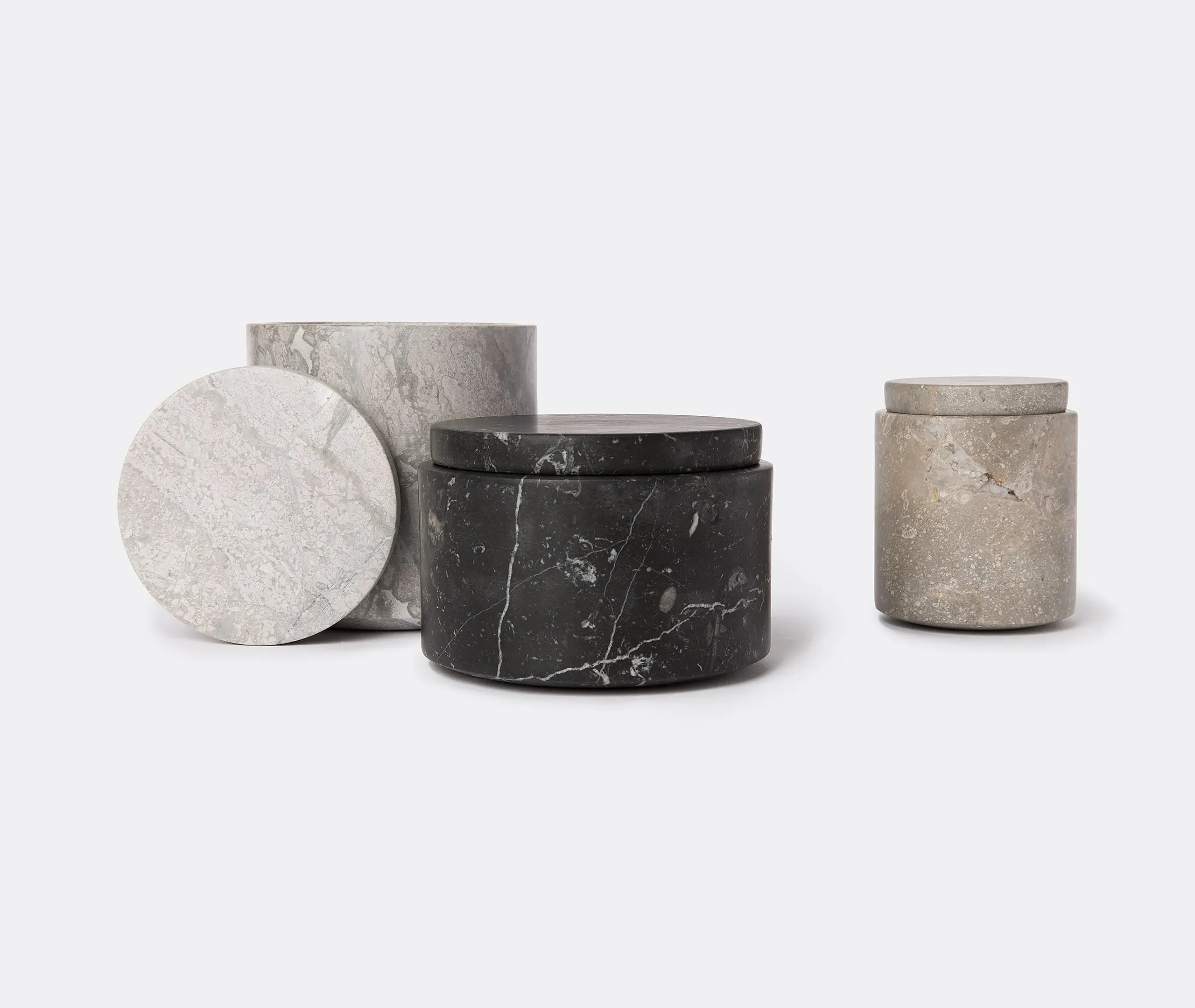 Medium Container with Lid - Grey, Marble