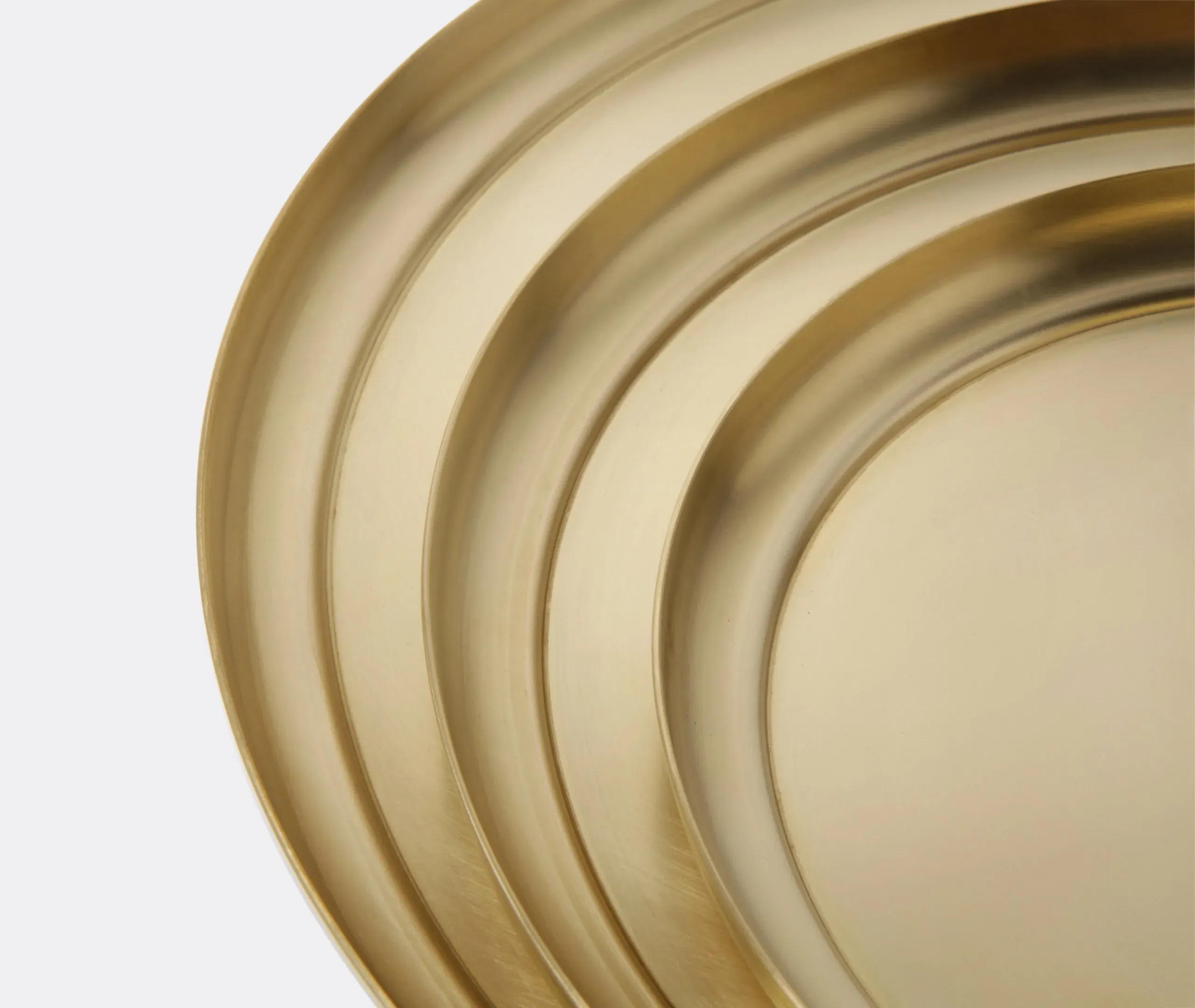 Serving Tray Trio with Leather Inlay - Brass
