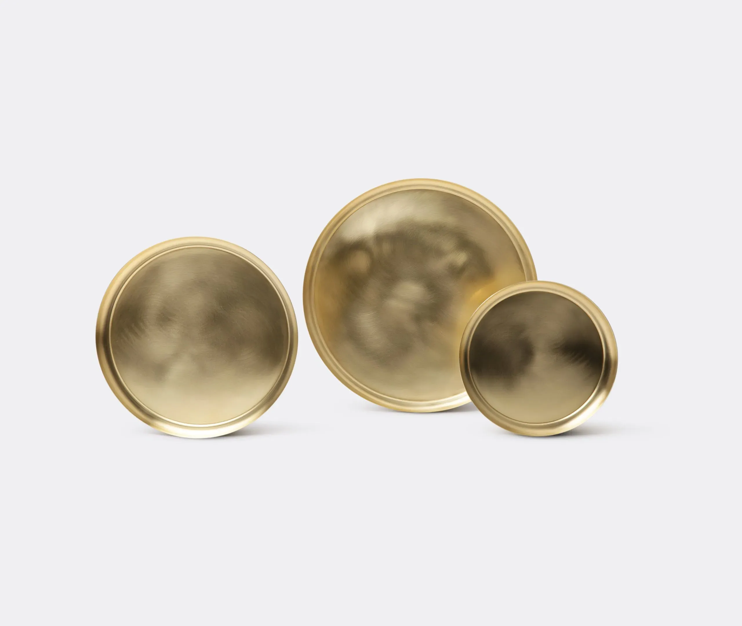 Serving Tray Trio with Leather Inlay - Brass