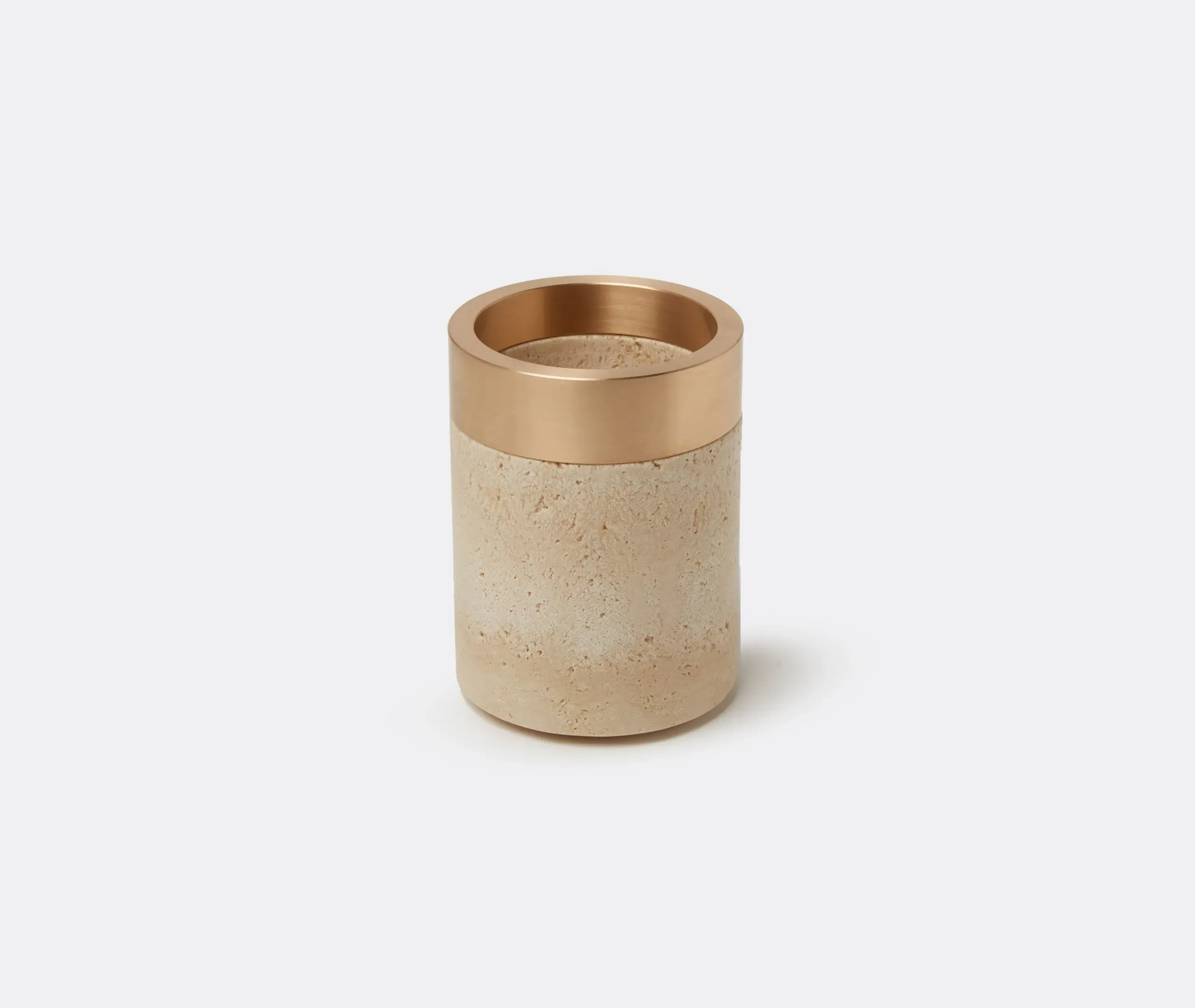 Small Container with Bronze Rim - Beige, Marble