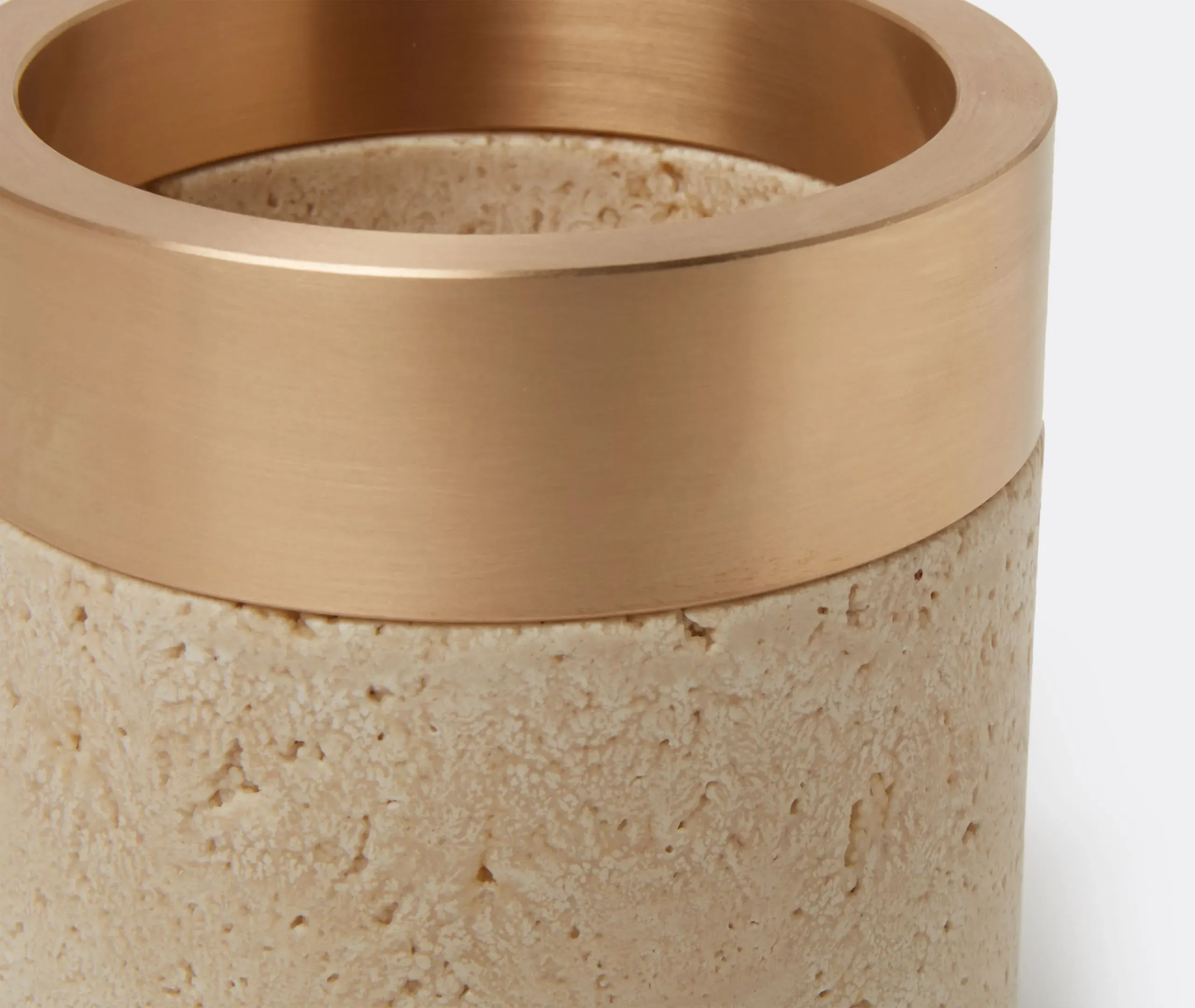 Small Container with Bronze Rim - Beige, Marble