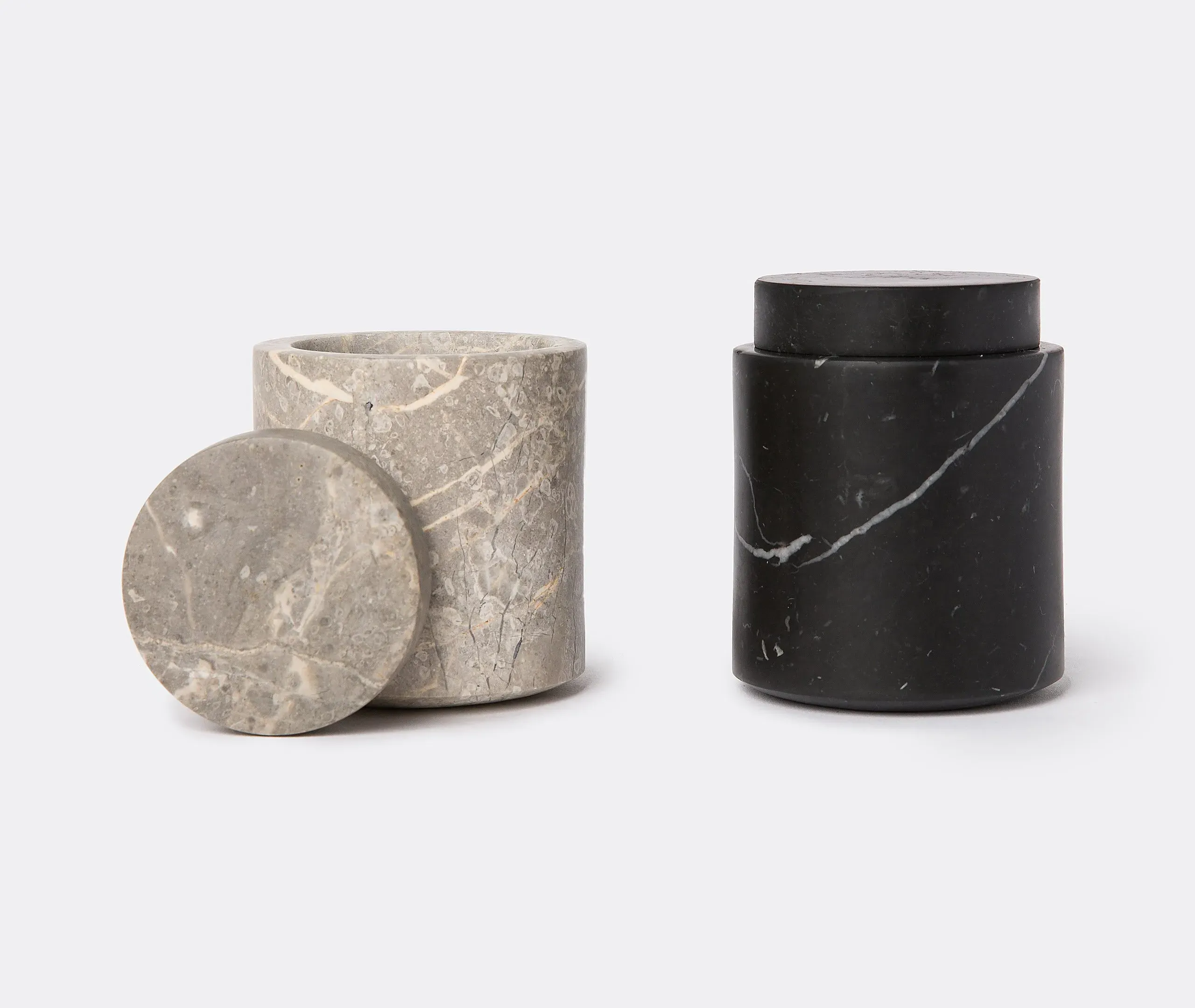 Small Container with Lid - Grey, Marble
