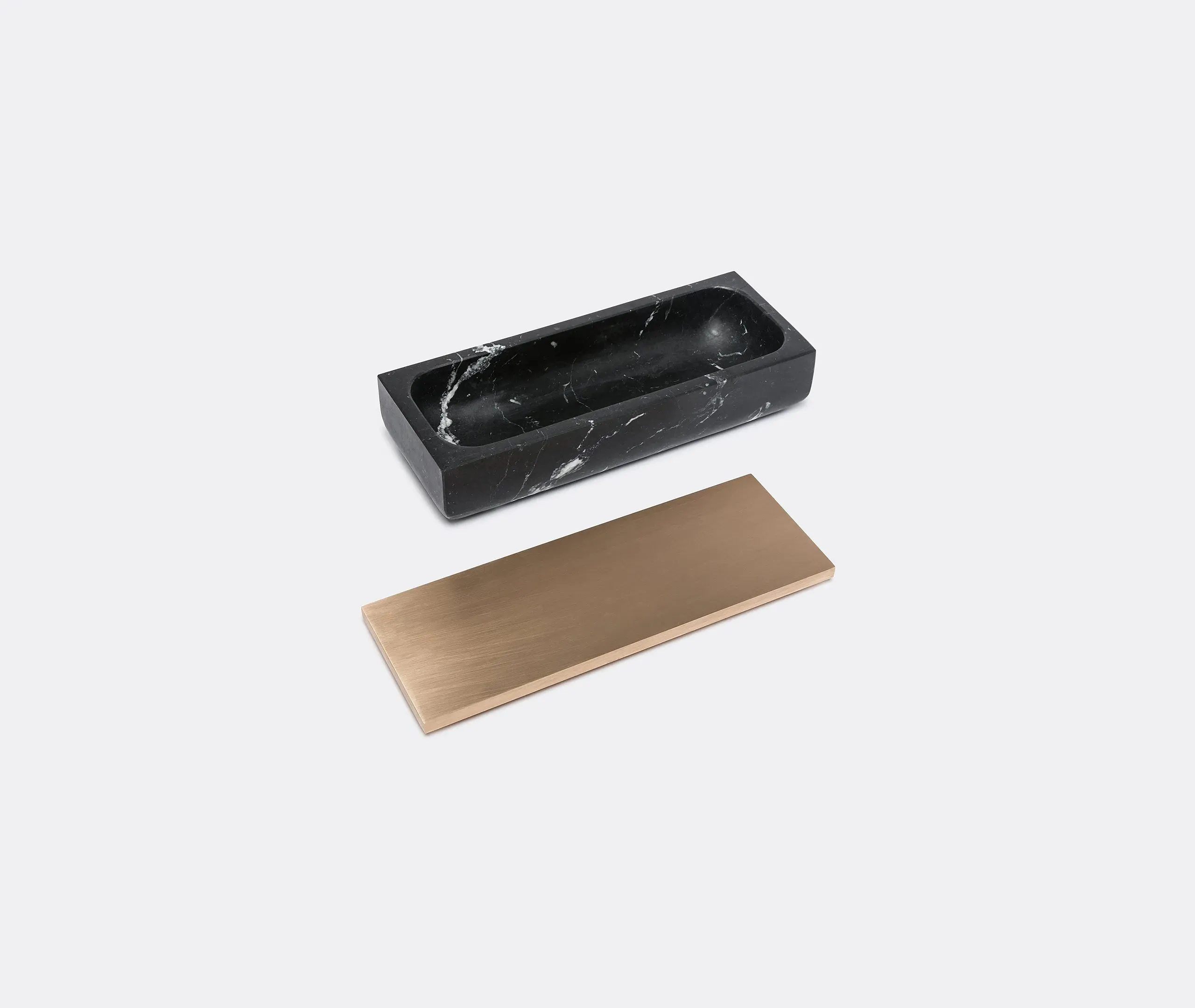 Square Decorative Box - Black, Marble