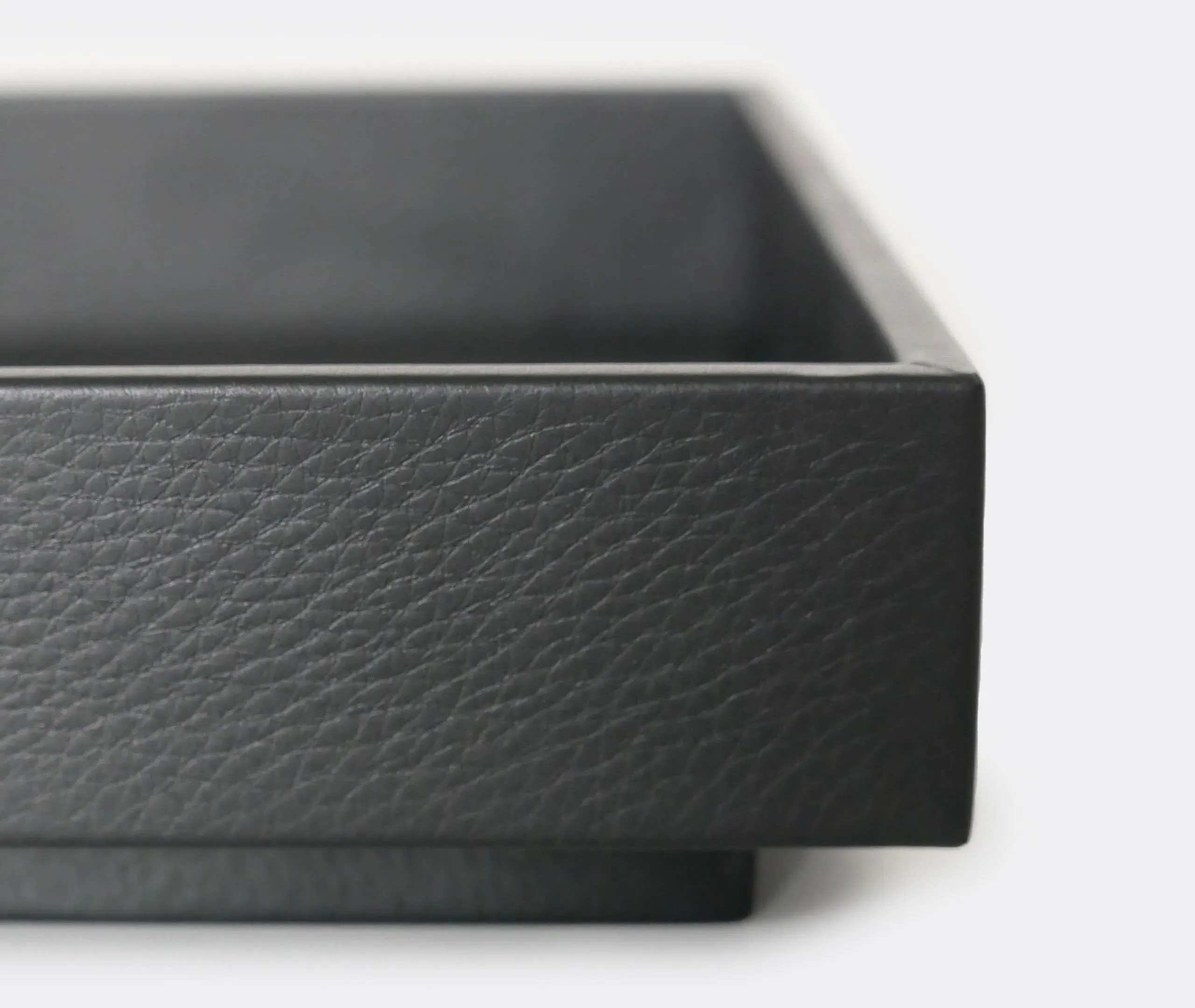 Square High Serving Tray - Black, Leather