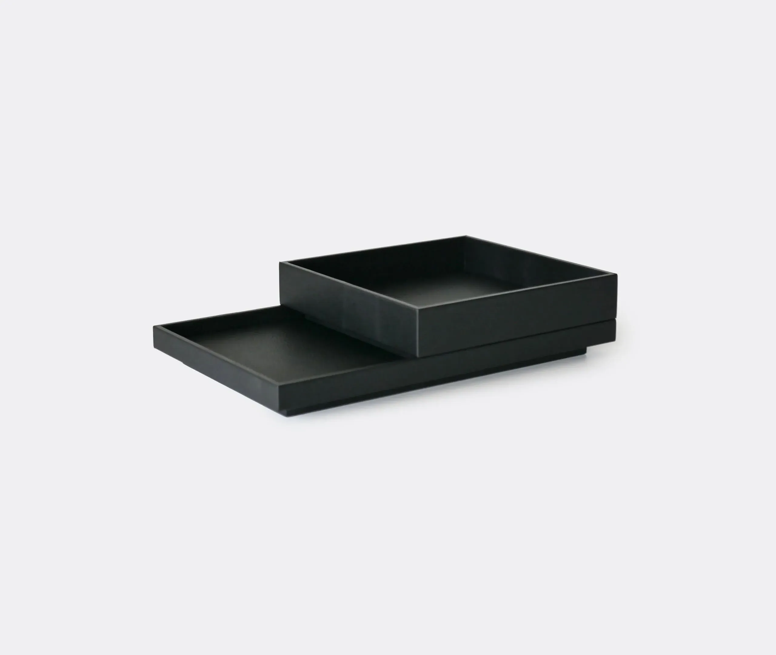 Square High Serving Tray - Black, Leather