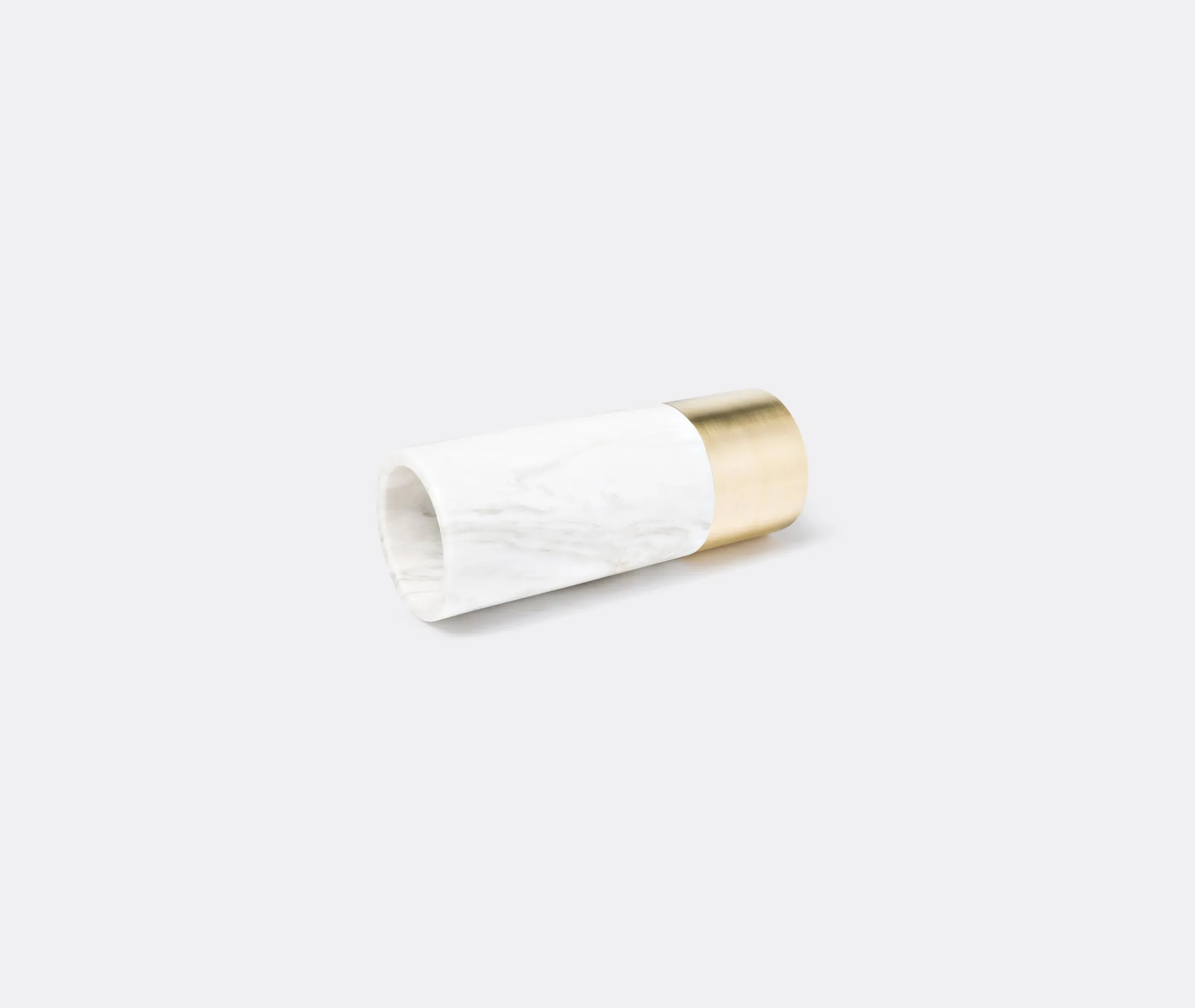 Tall Marble Vase with Brass Ring - White, Marble