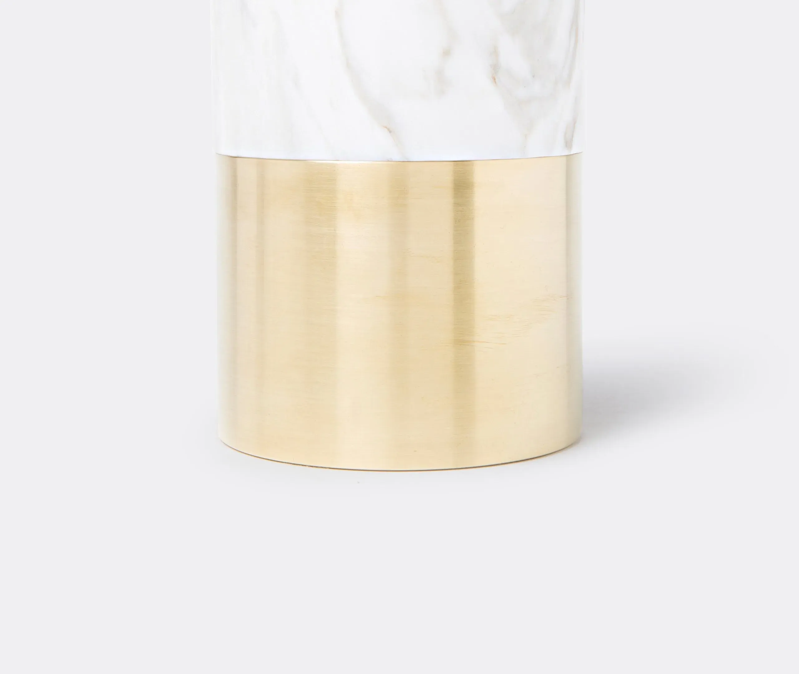 Tall Marble Vase with Brass Ring - White, Marble