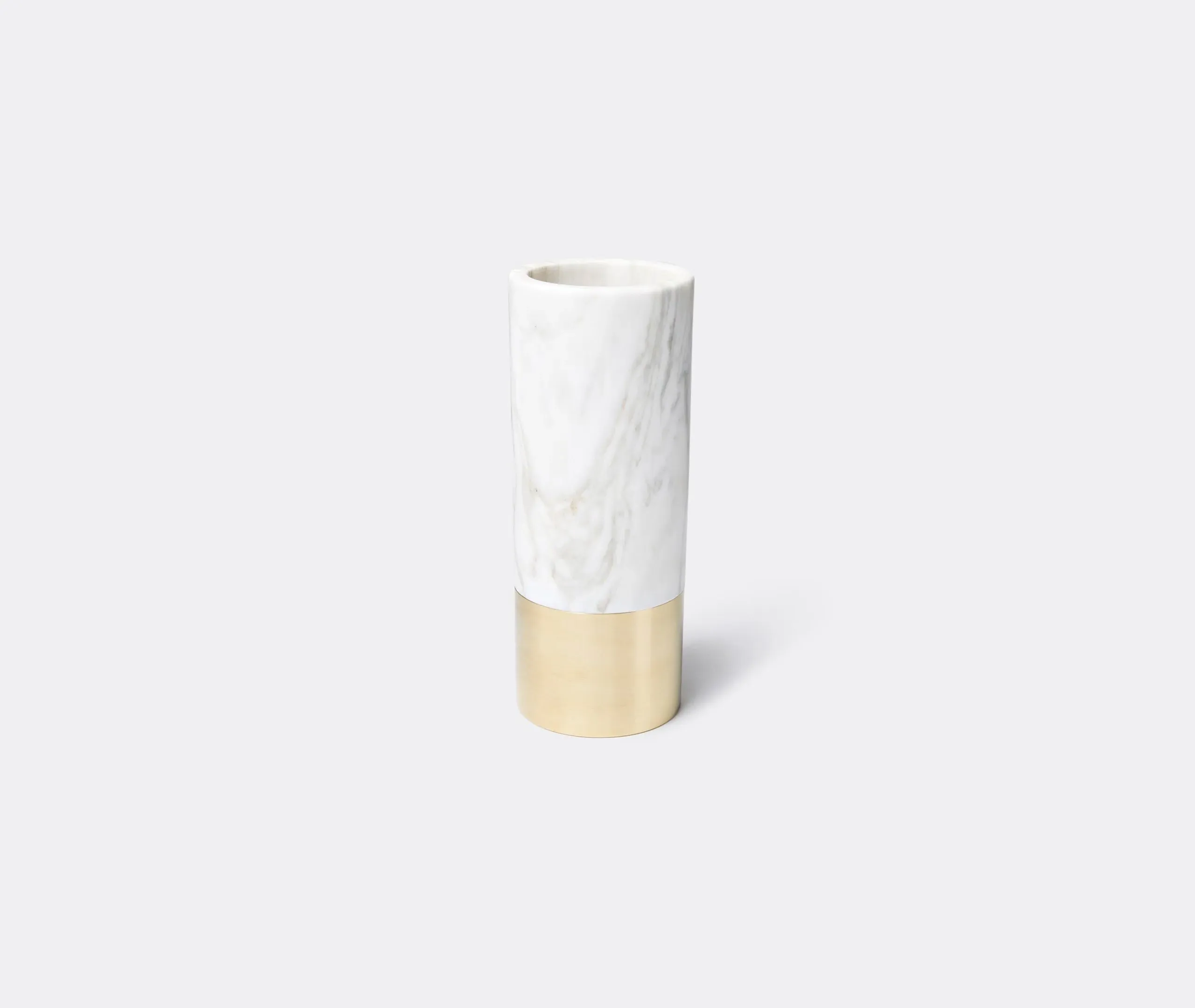 Tall Marble Vase with Brass Ring - White, Marble image