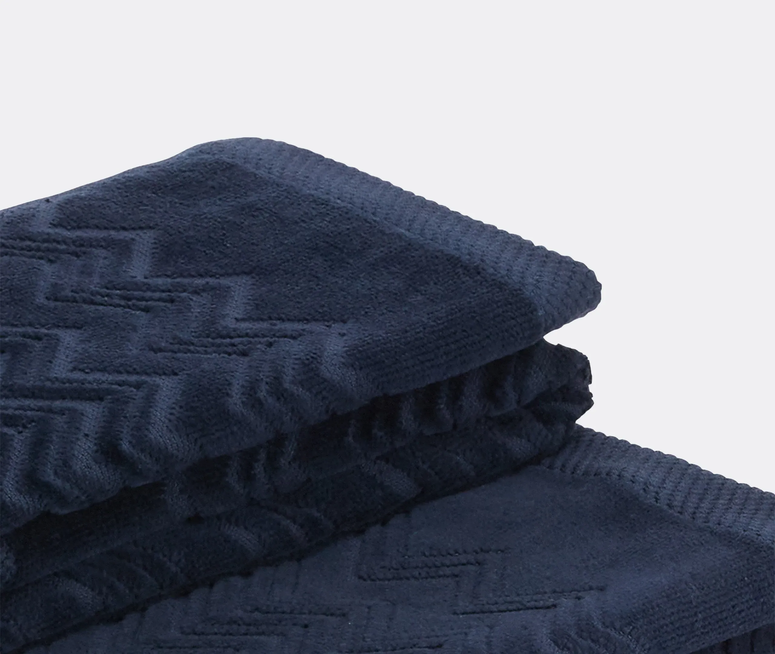 2-Piece Towel Set with Stripes - Blue, Cotton