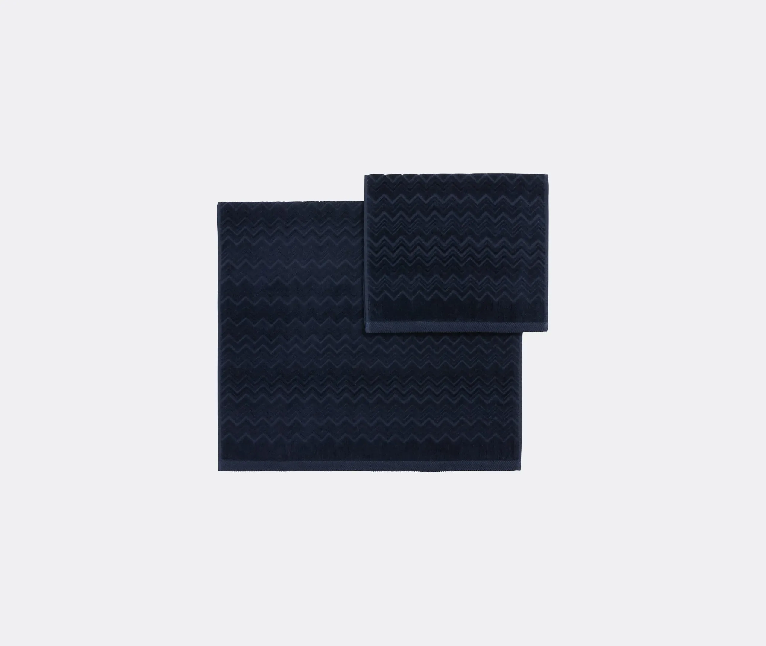 2-Piece Towel Set with Stripes - Blue, Cotton