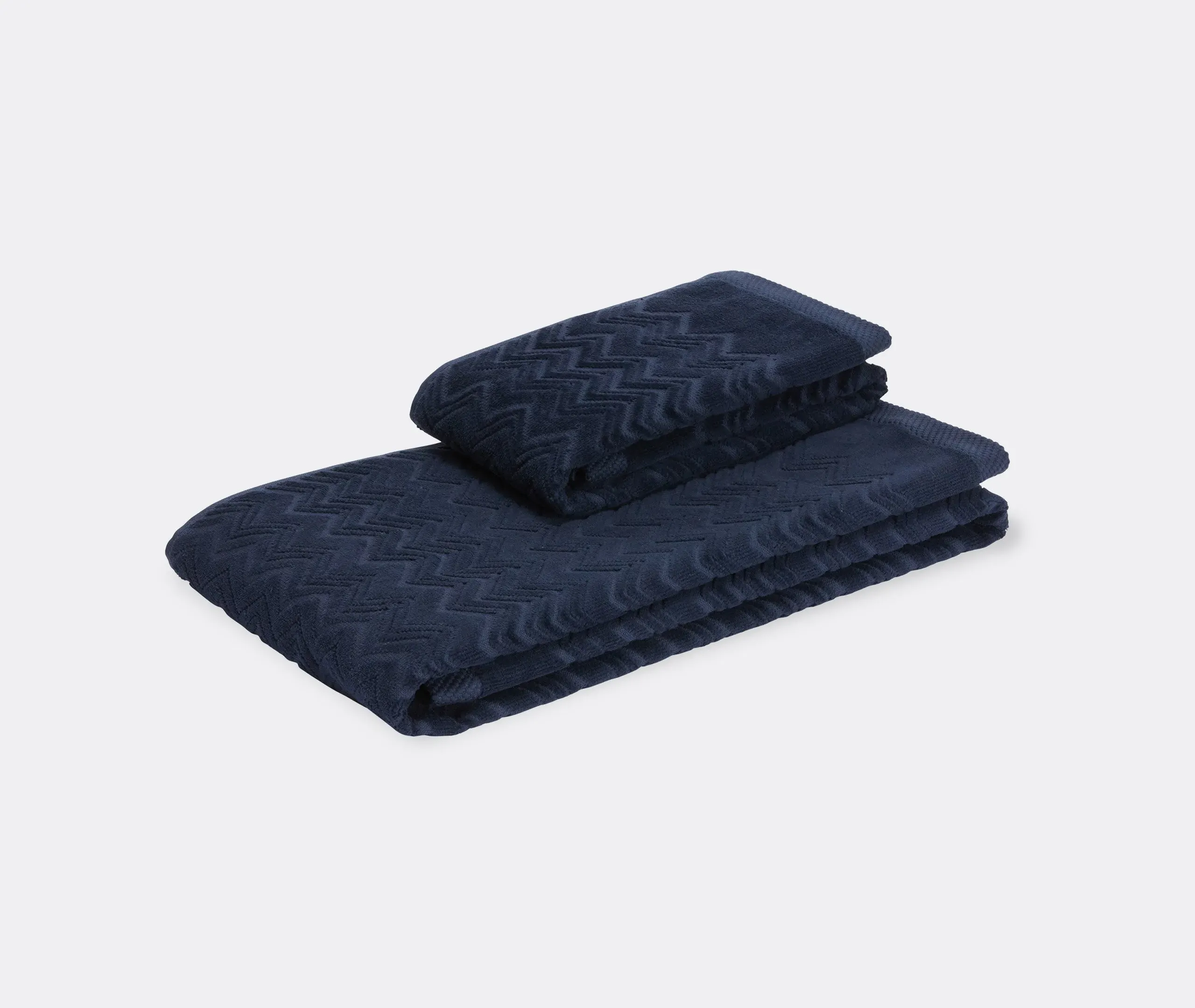 2-Piece Towel Set with Stripes - Blue, Cotton image