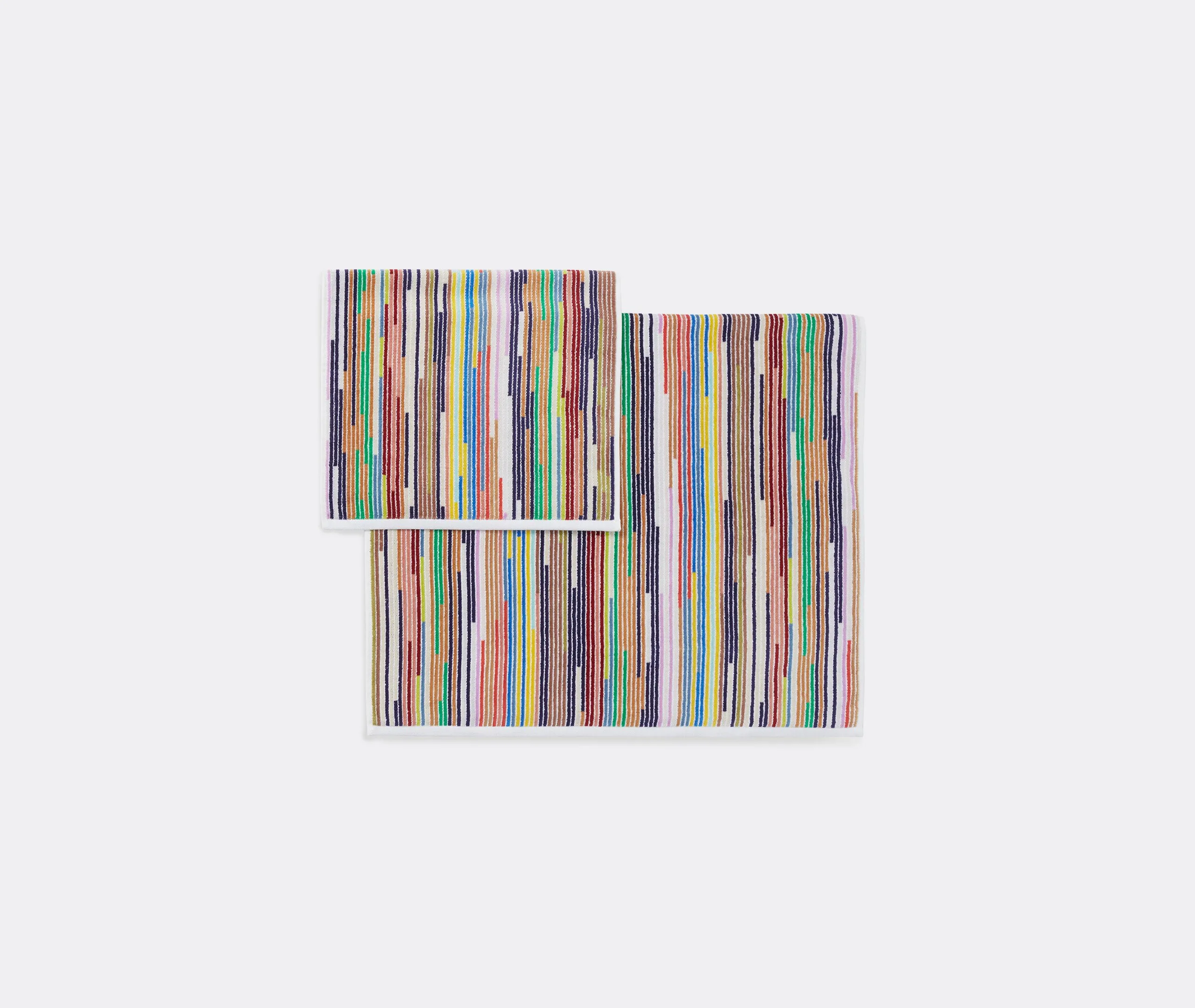 2-Piece Towel Set with Stripes - Multicolor, Cotton