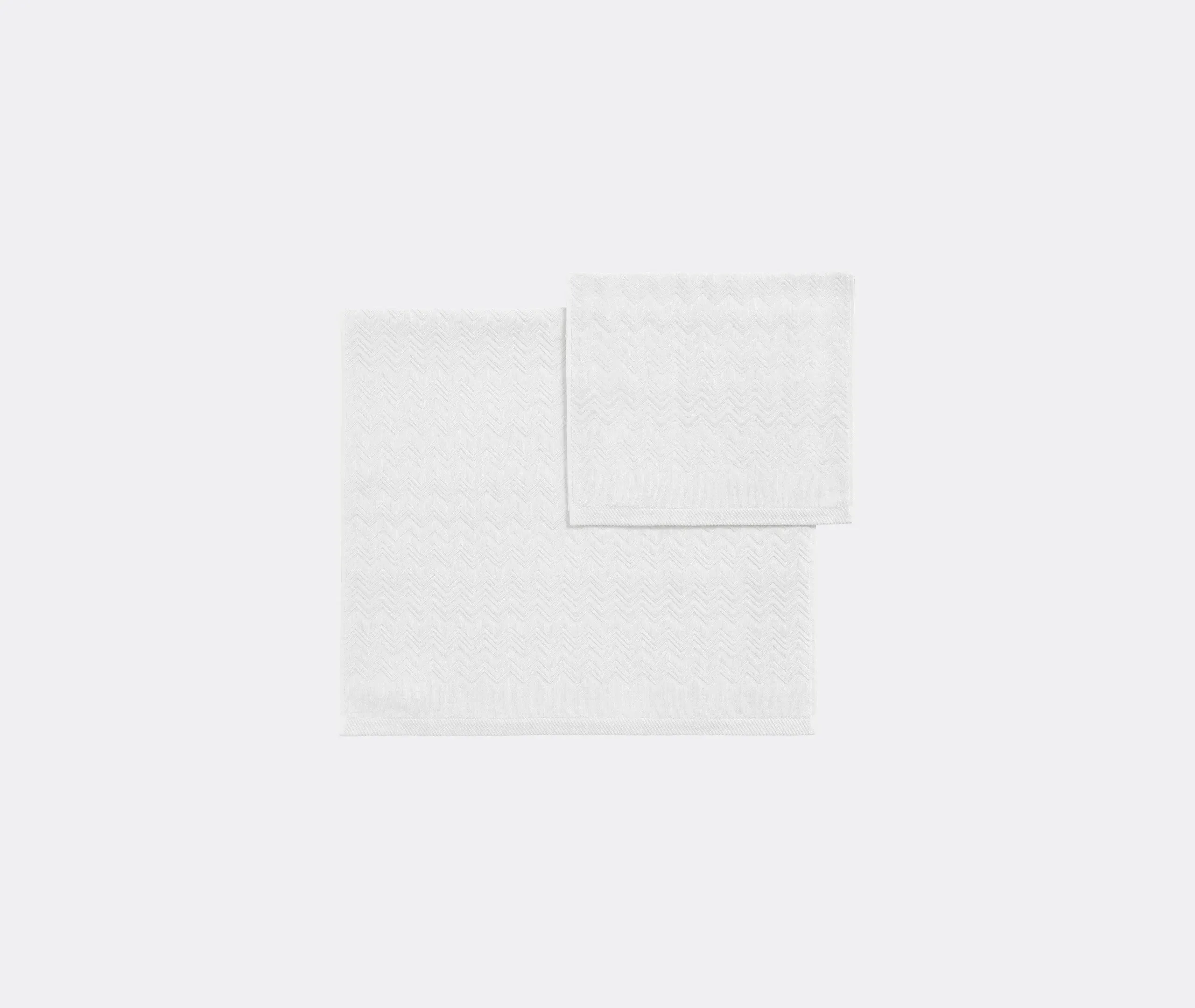 2-Piece Towel Set with Stripes - White, Cotton