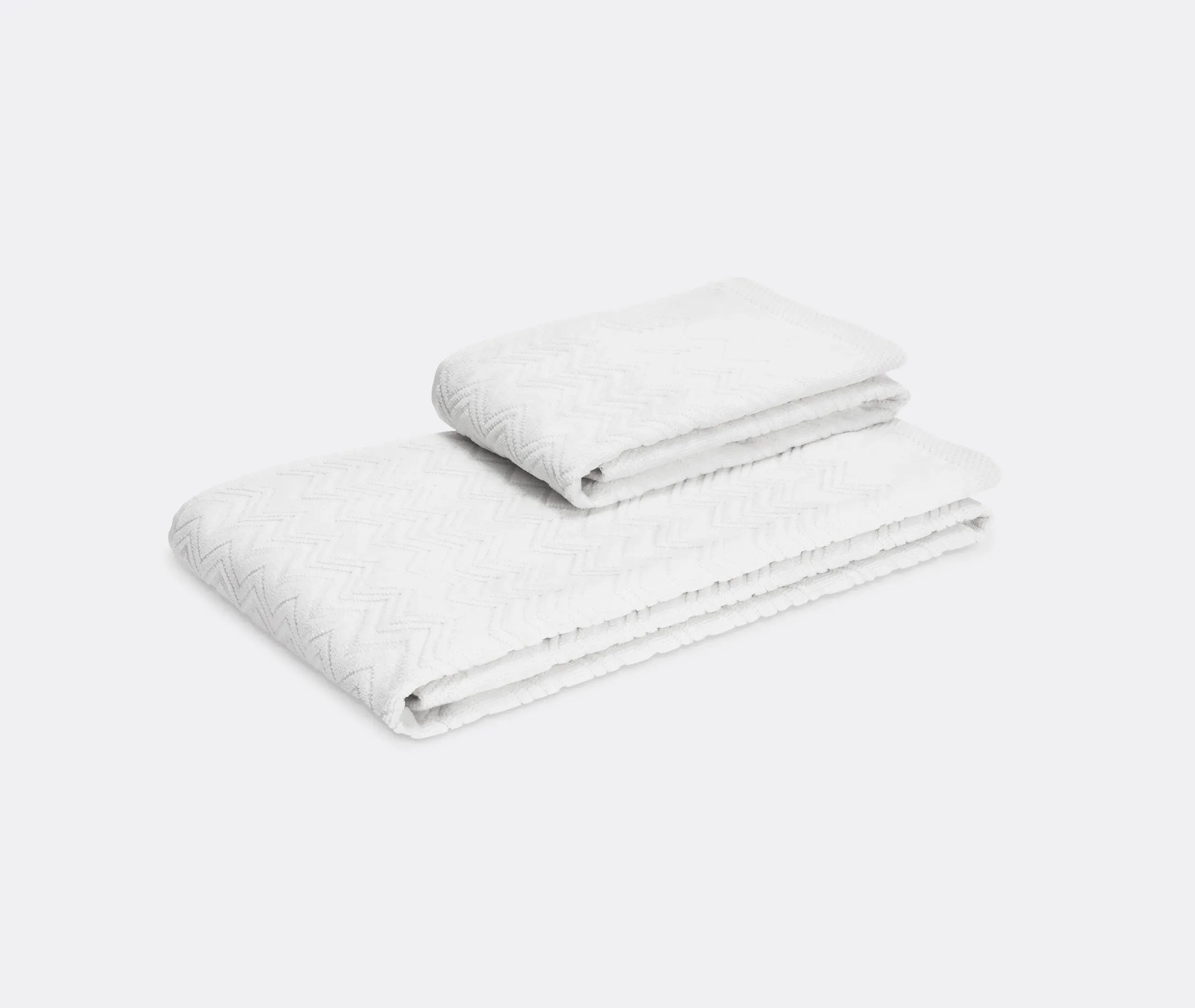 2-Piece Towel Set with Stripes - White, Cotton