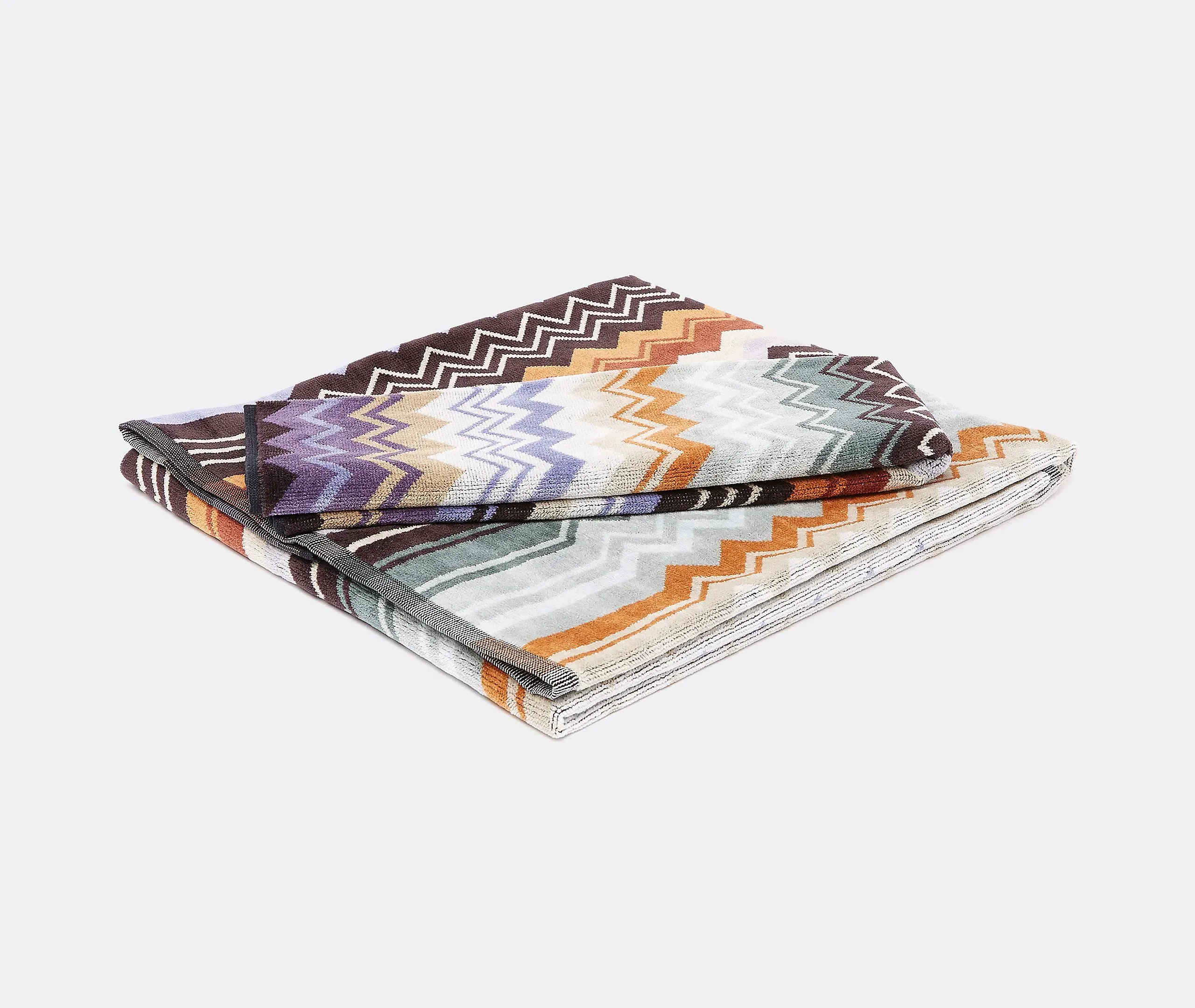 2-Piece Towel Set with Zigzag - Green, Cotton image