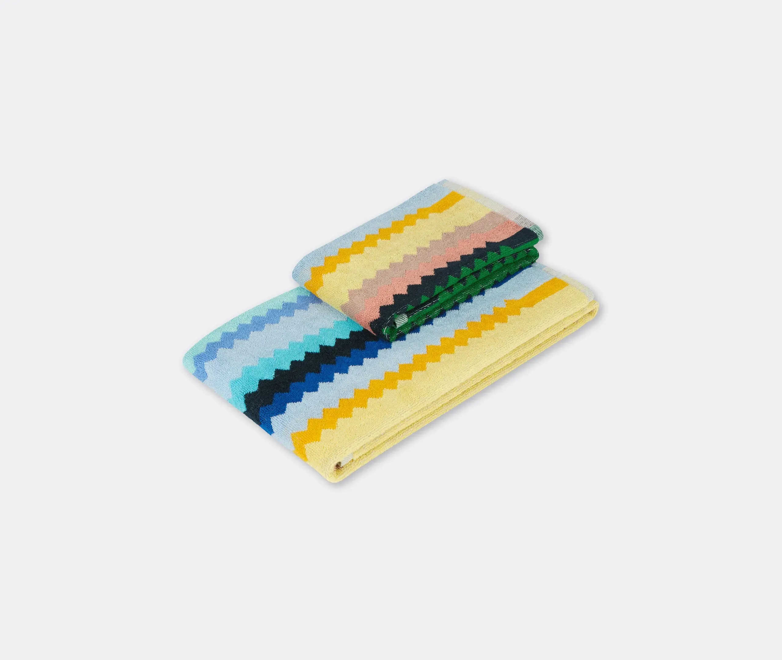 2-Piece Towel Set with Zigzag - Multicolor, Cotton