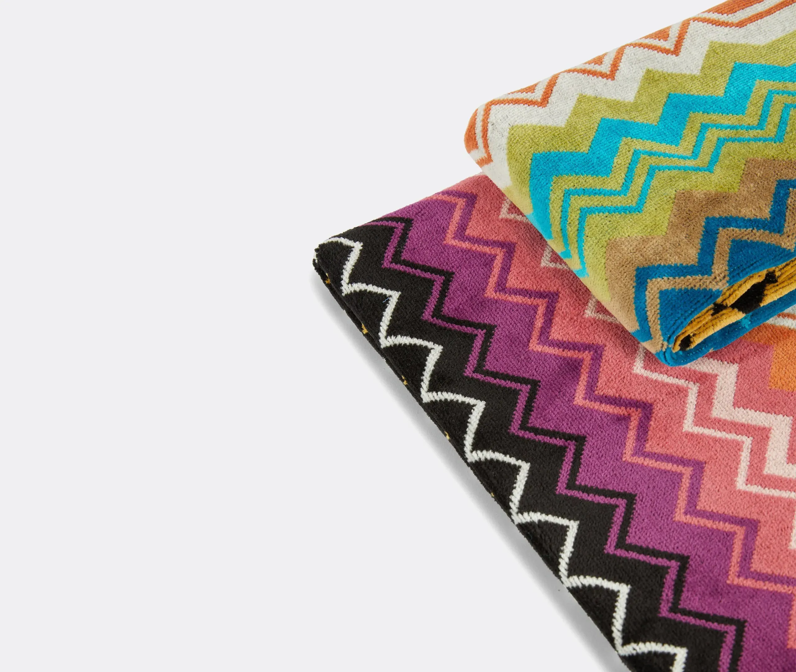 2-Piece Towel Set with Zigzag - Multicolor, Cotton