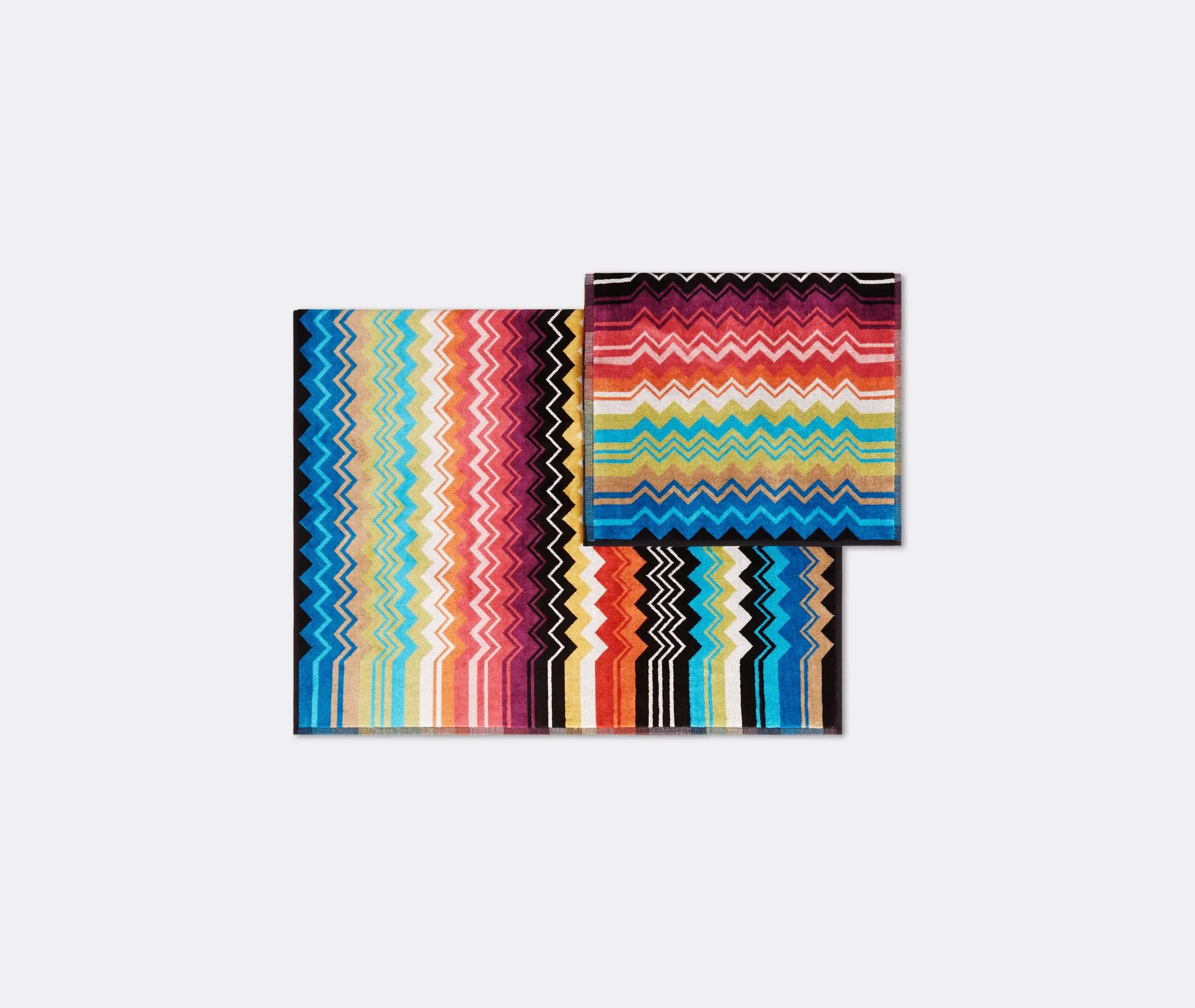 2-Piece Towel Set with Zigzag - Multicolor, Cotton