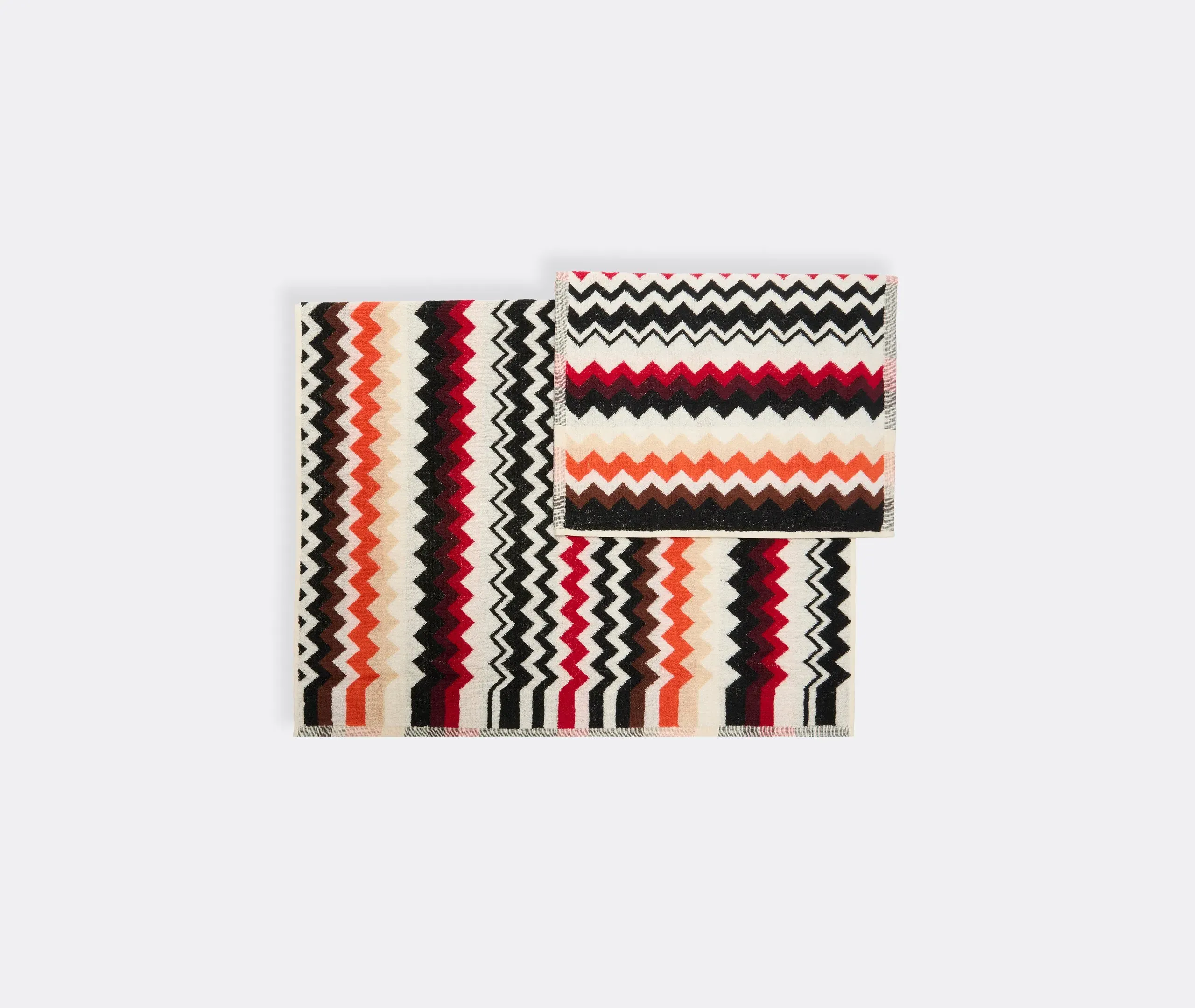 2-Piece Towel Set with Zigzag - Multicolor, Cotton