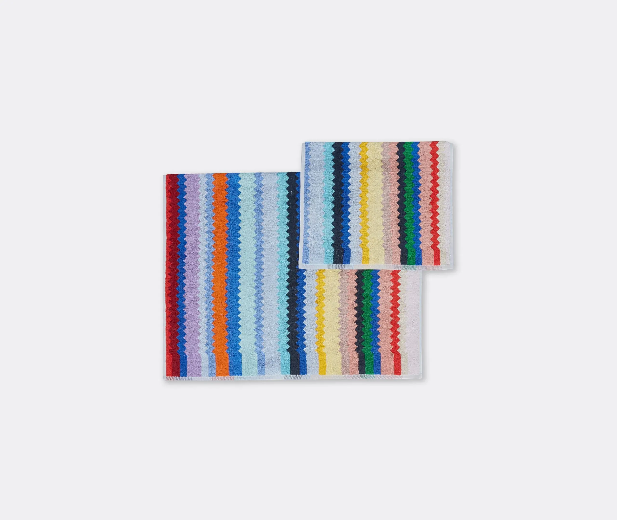 2-Piece Towel Set with Zigzag - Multicolor, Cotton image