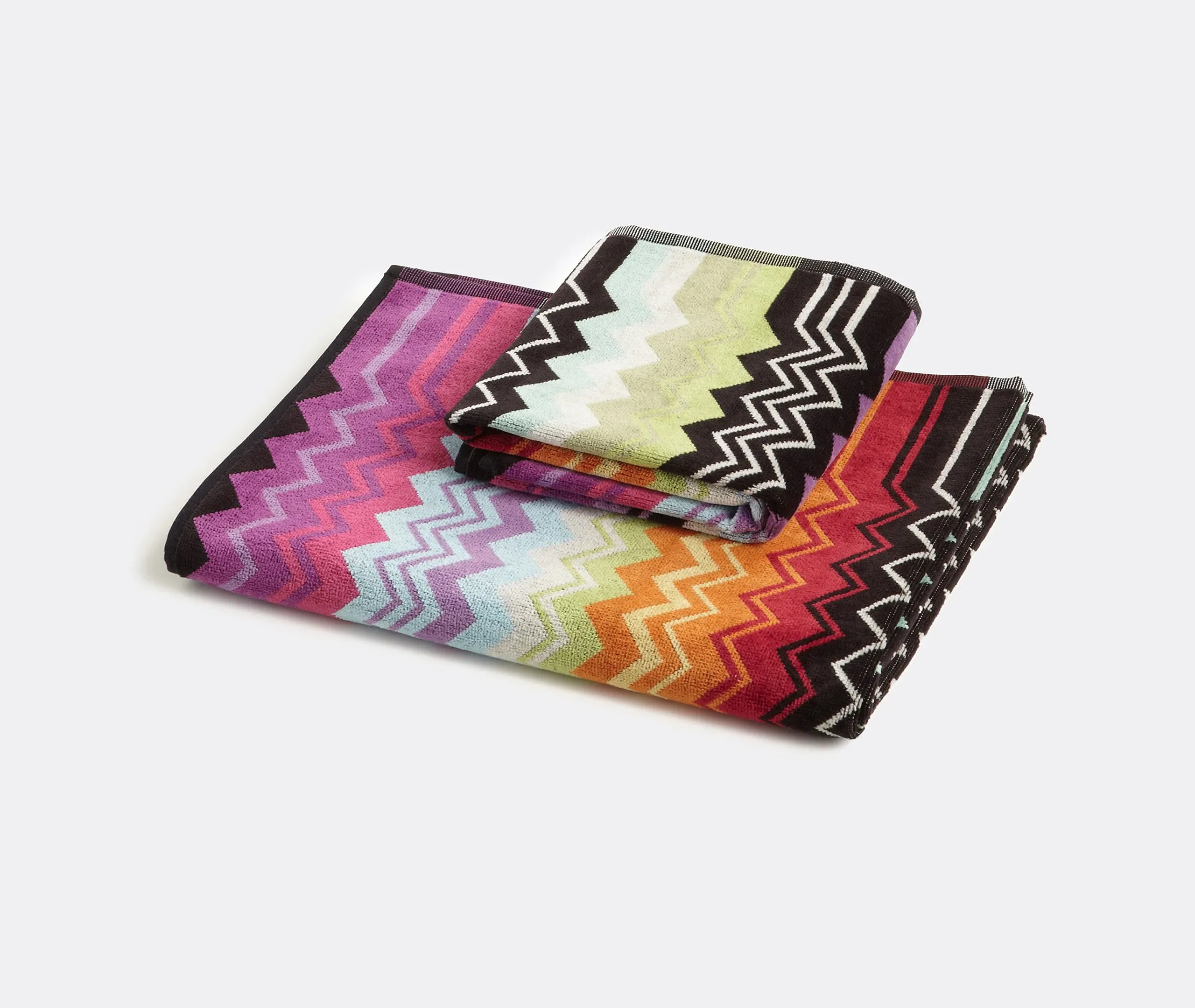 2-Piece Towel Set with Zigzag - Orange, Cotton
