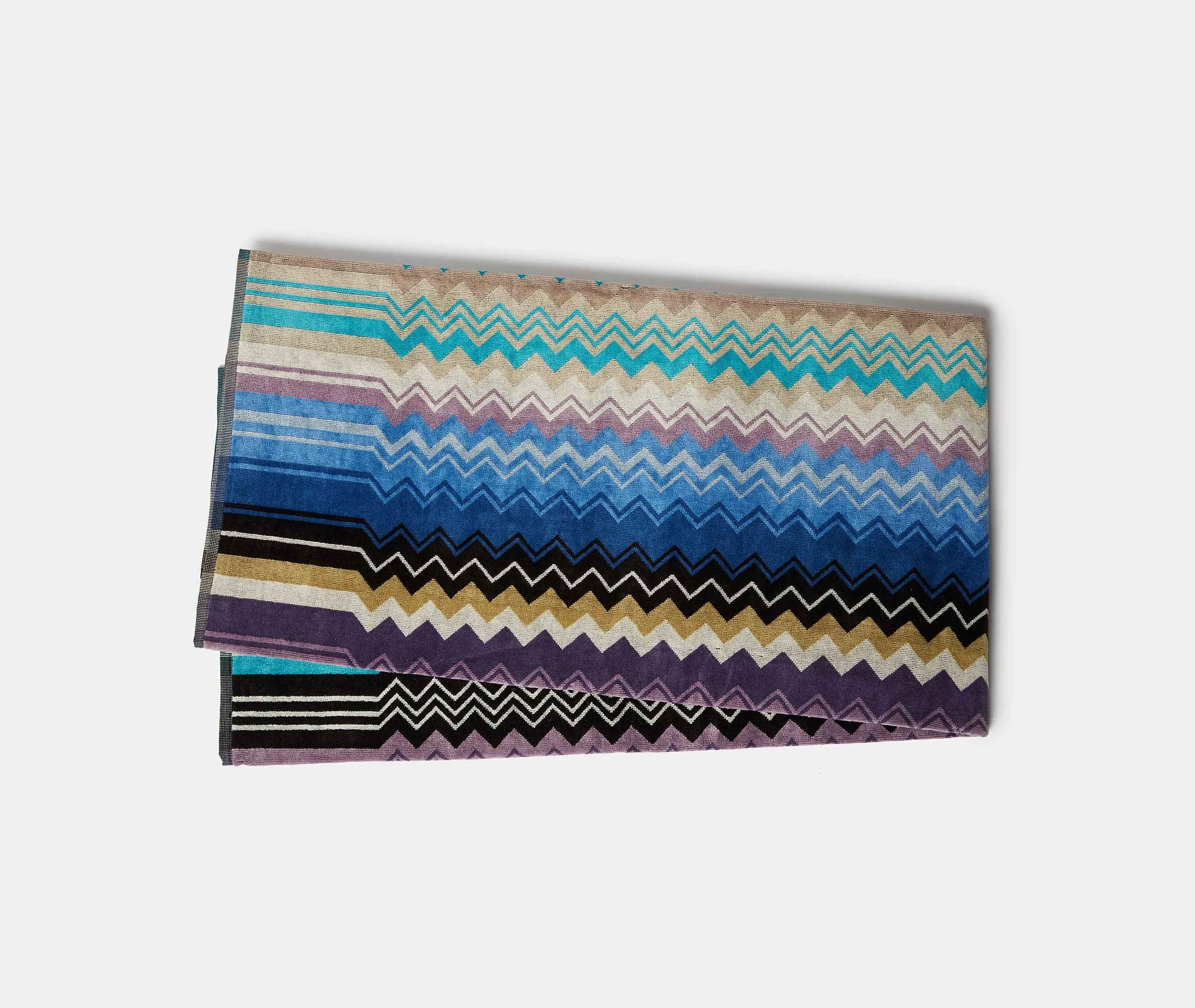 5-Piece Towel Set with Zigzag - Blue, Cotton