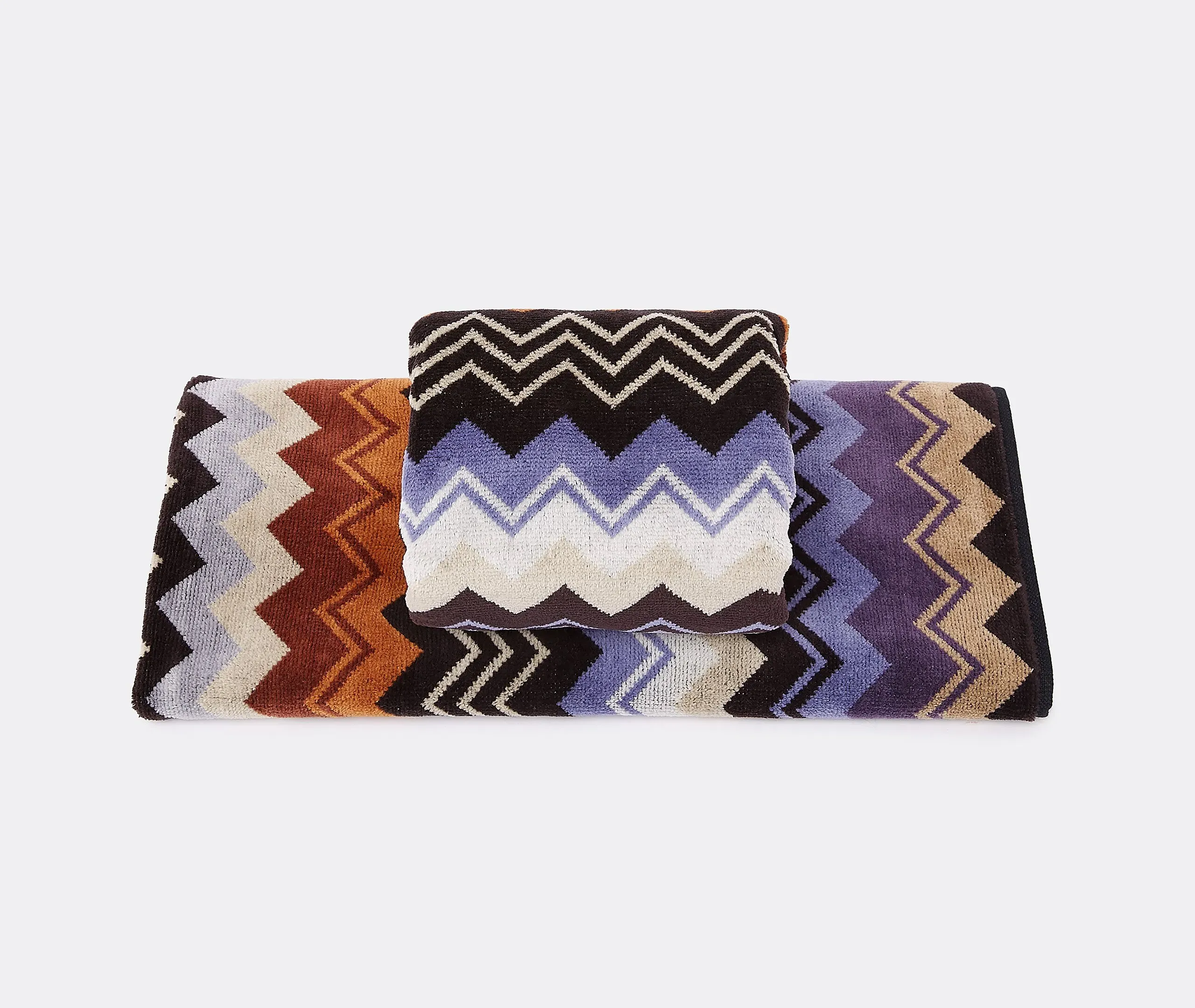 5-Piece Towel Set with Zigzag - Green, Cotton