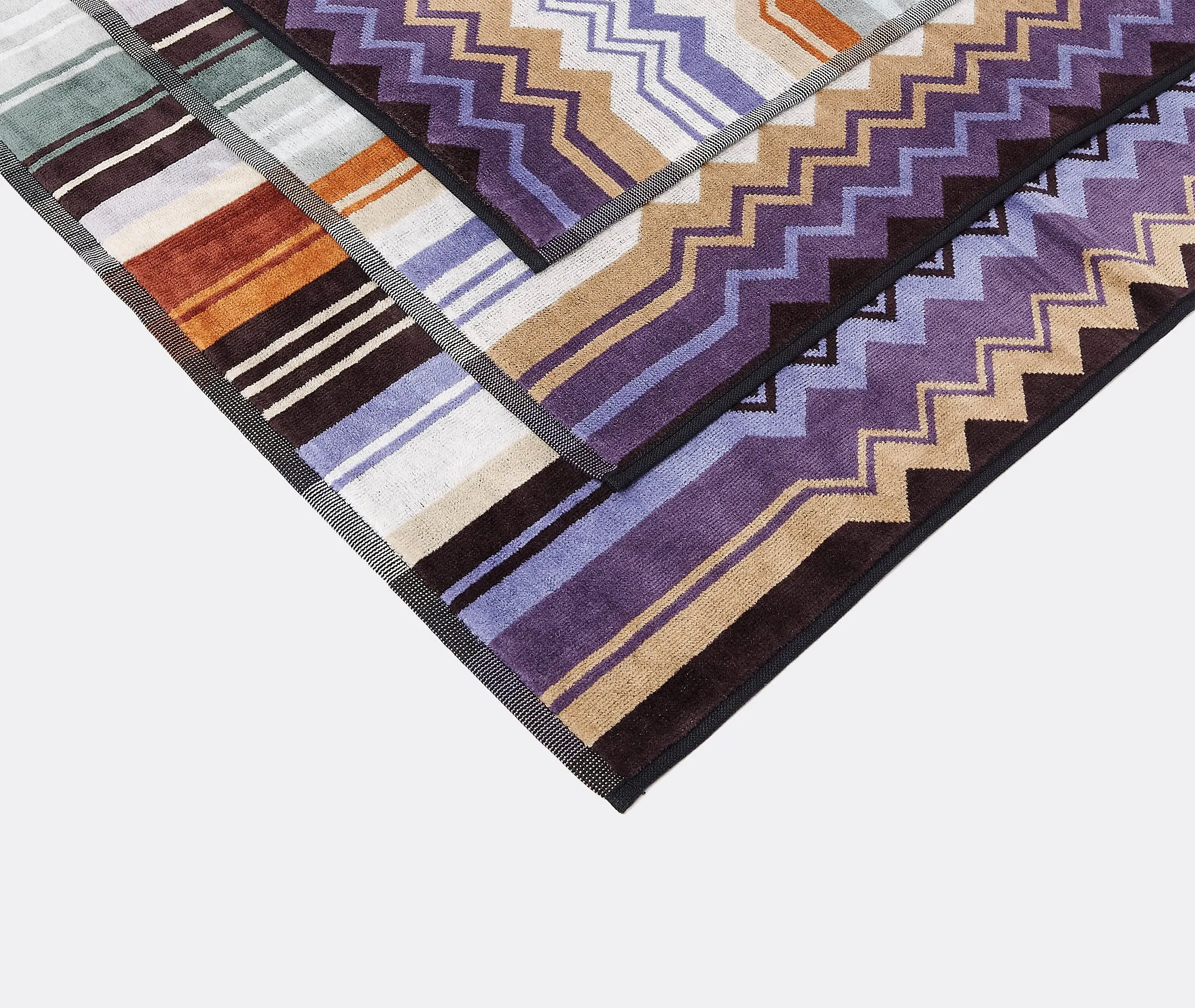 5-Piece Towel Set with Zigzag - Green, Cotton