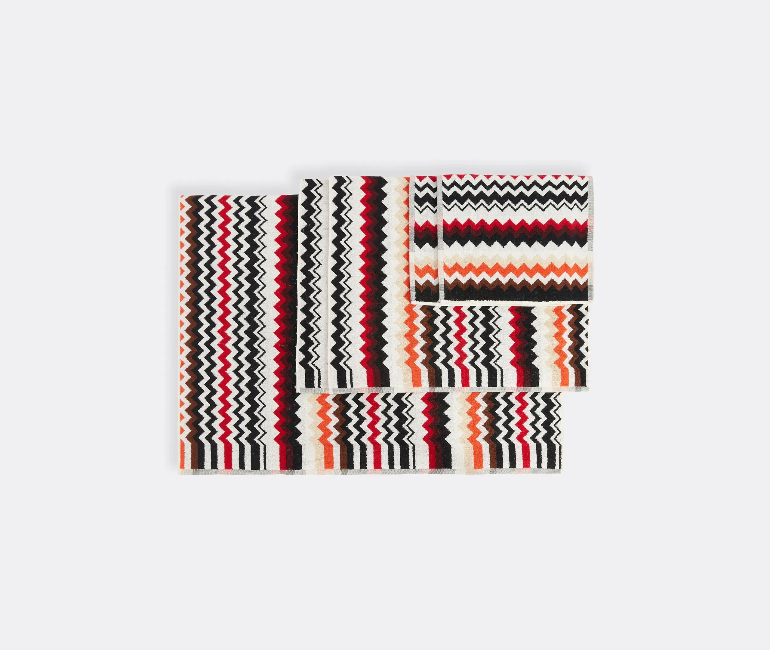 5-Piece Towel Set with Zigzag - Multicolor, Cotton