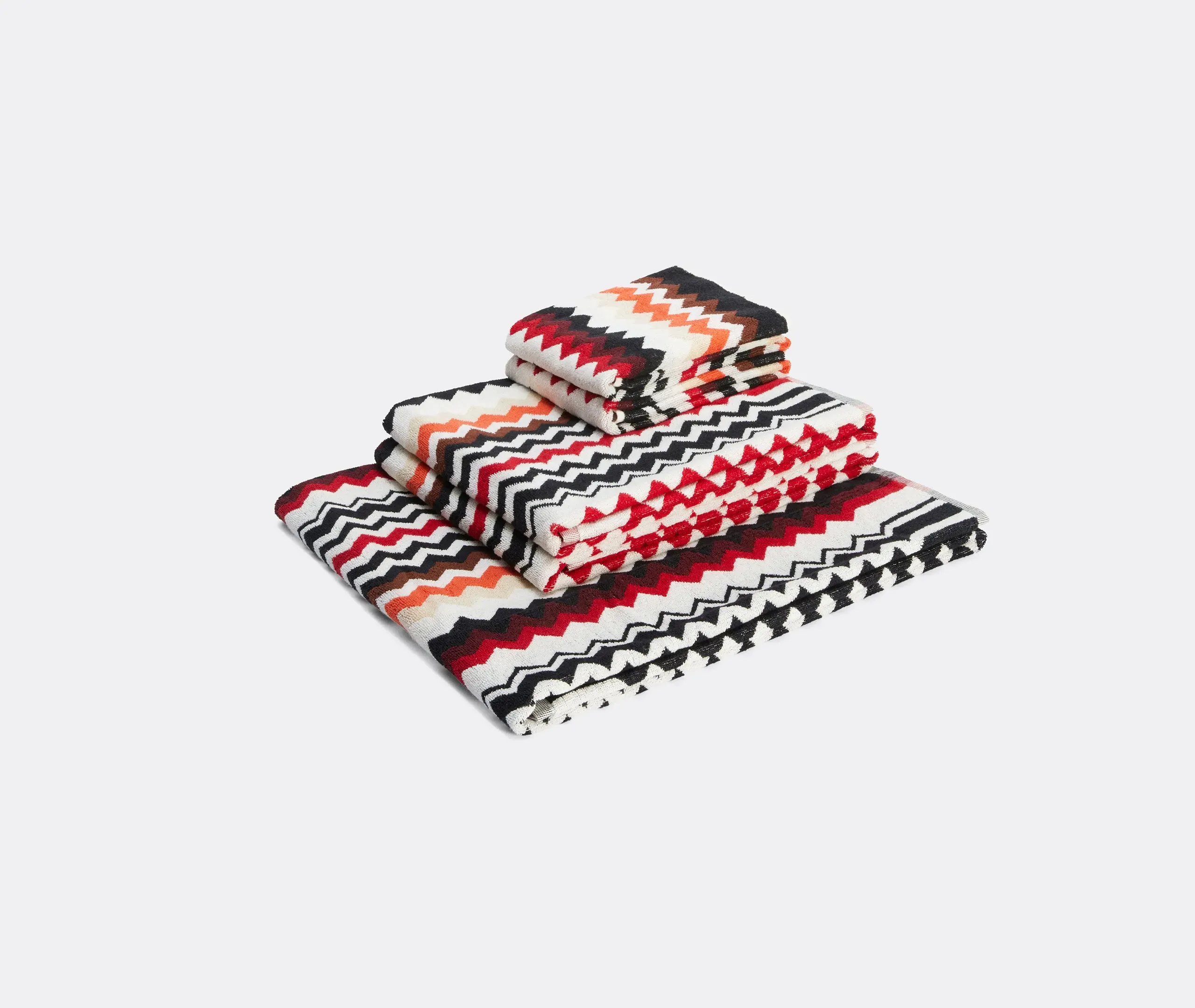 5-Piece Towel Set with Zigzag - Multicolor, Cotton image