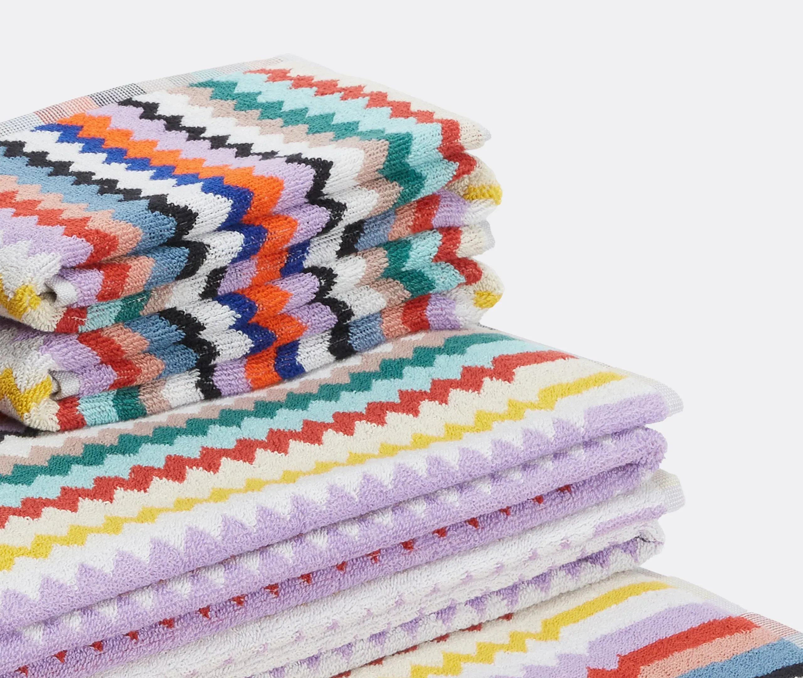 5-Piece Towel Set with Zigzag - Multicolor, Terry