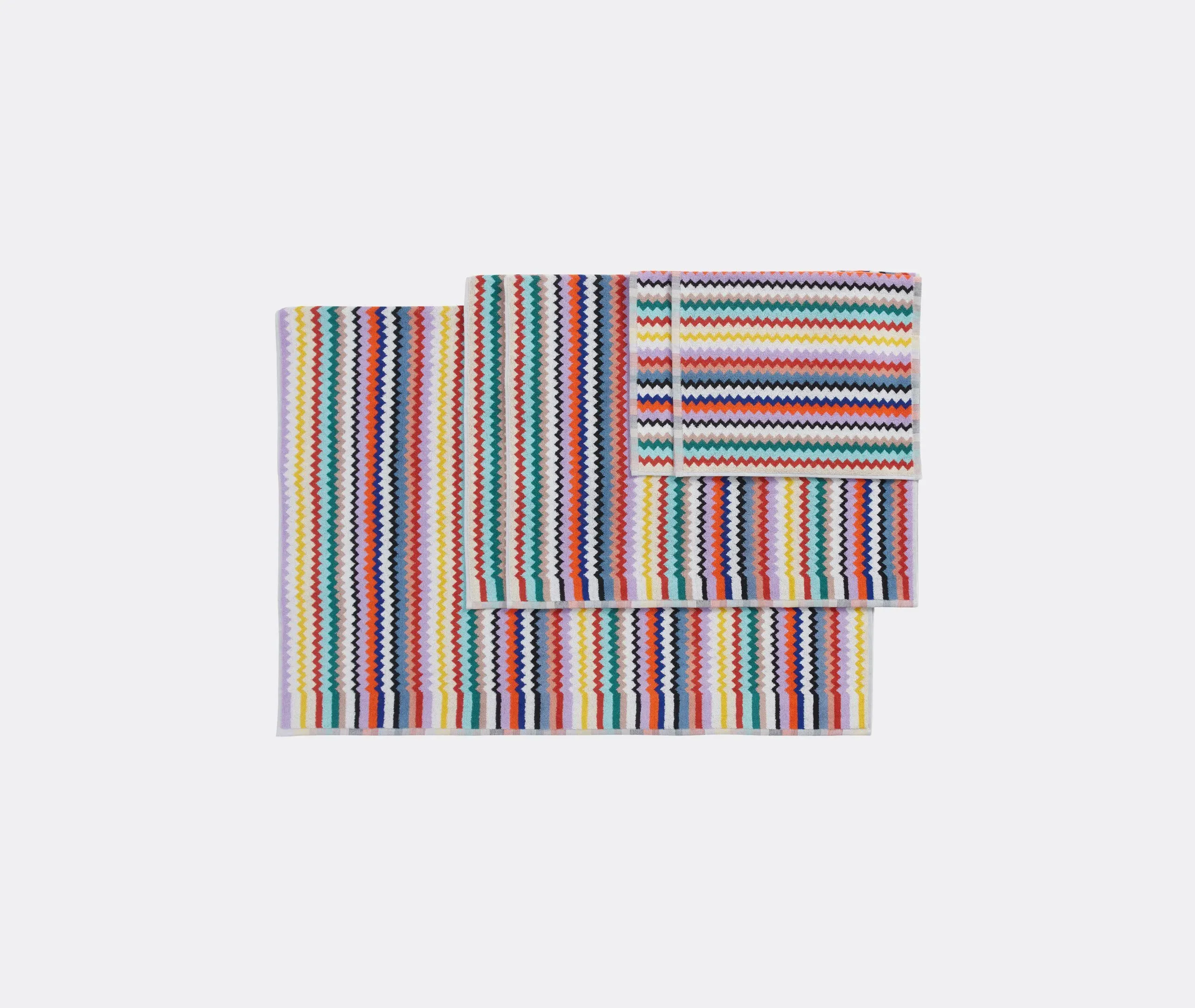 5-Piece Towel Set with Zigzag - Multicolor, Terry