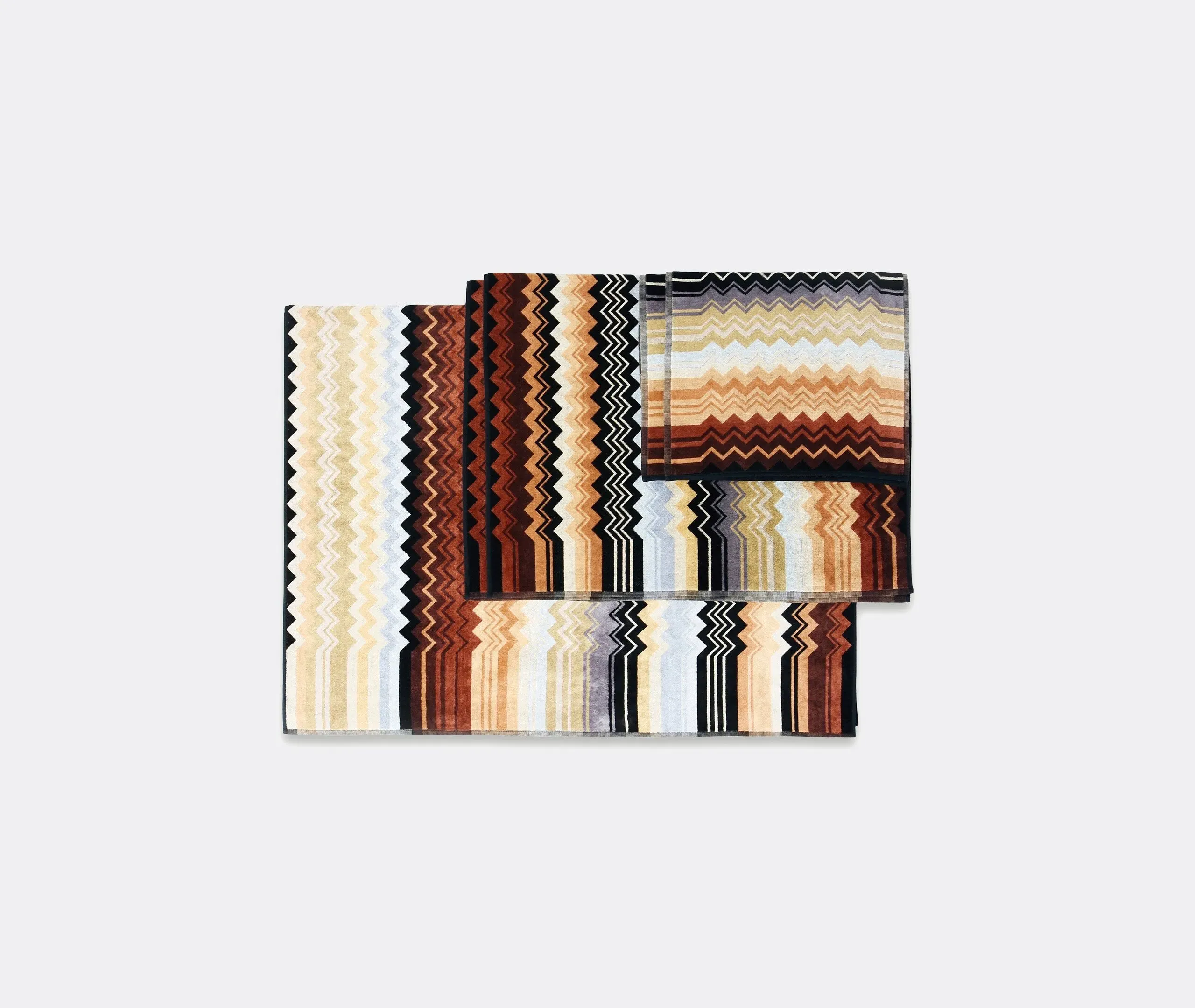 5-Piece Towel Set with Zigzag Print - Black, Cotton image
