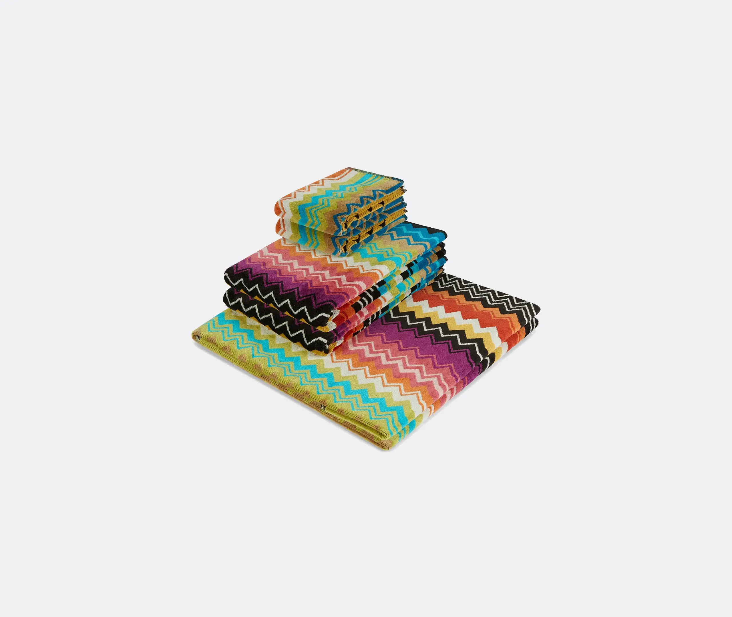 5-Piece Towel Set with Zigzag Print - Cotton