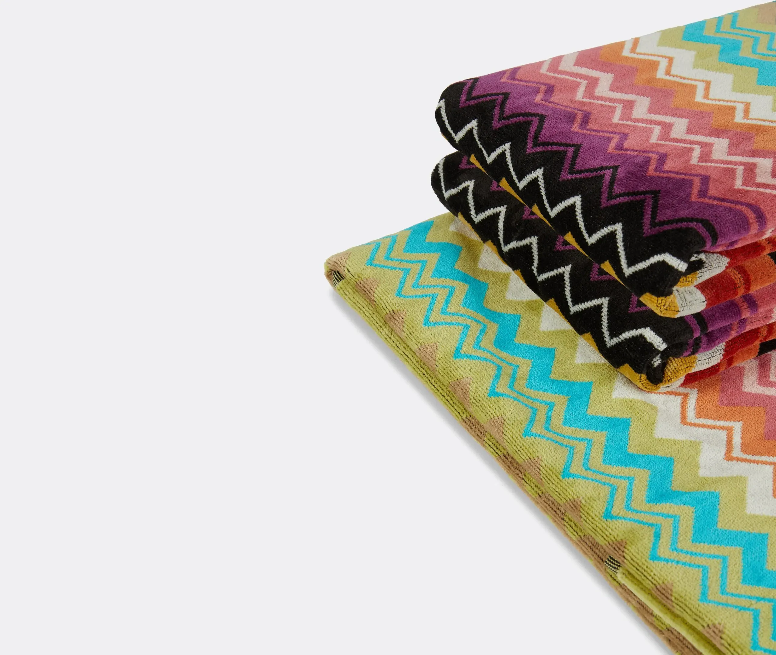 5-Piece Towel Set with Zigzag Print - Cotton