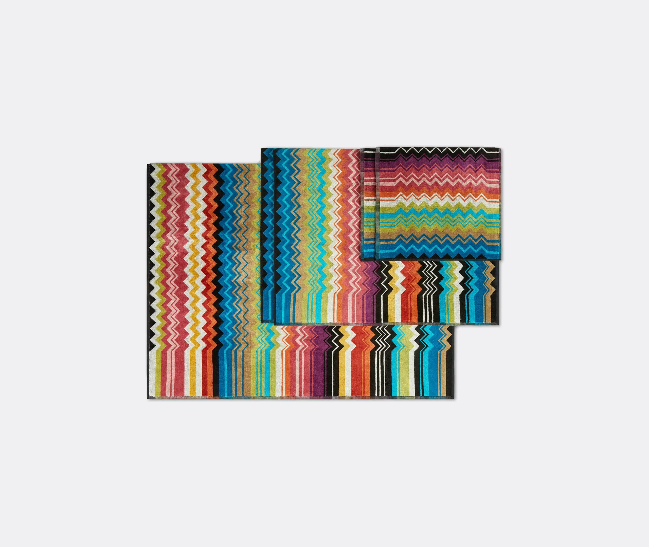 5-Piece Towel Set with Zigzag Print - Cotton
