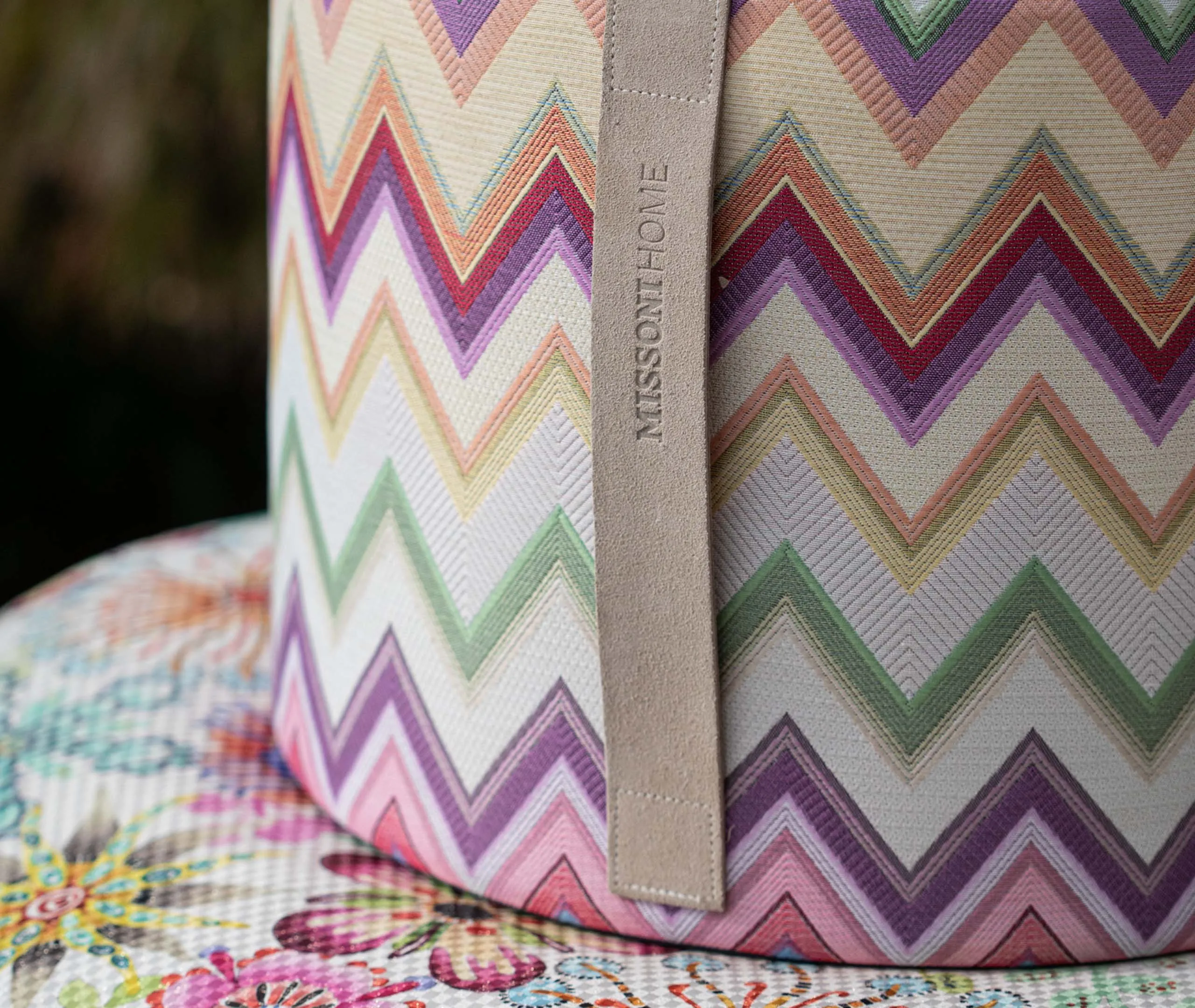 Agadir Cylindrical Pouf with Handle - Orange, Cotton Blend