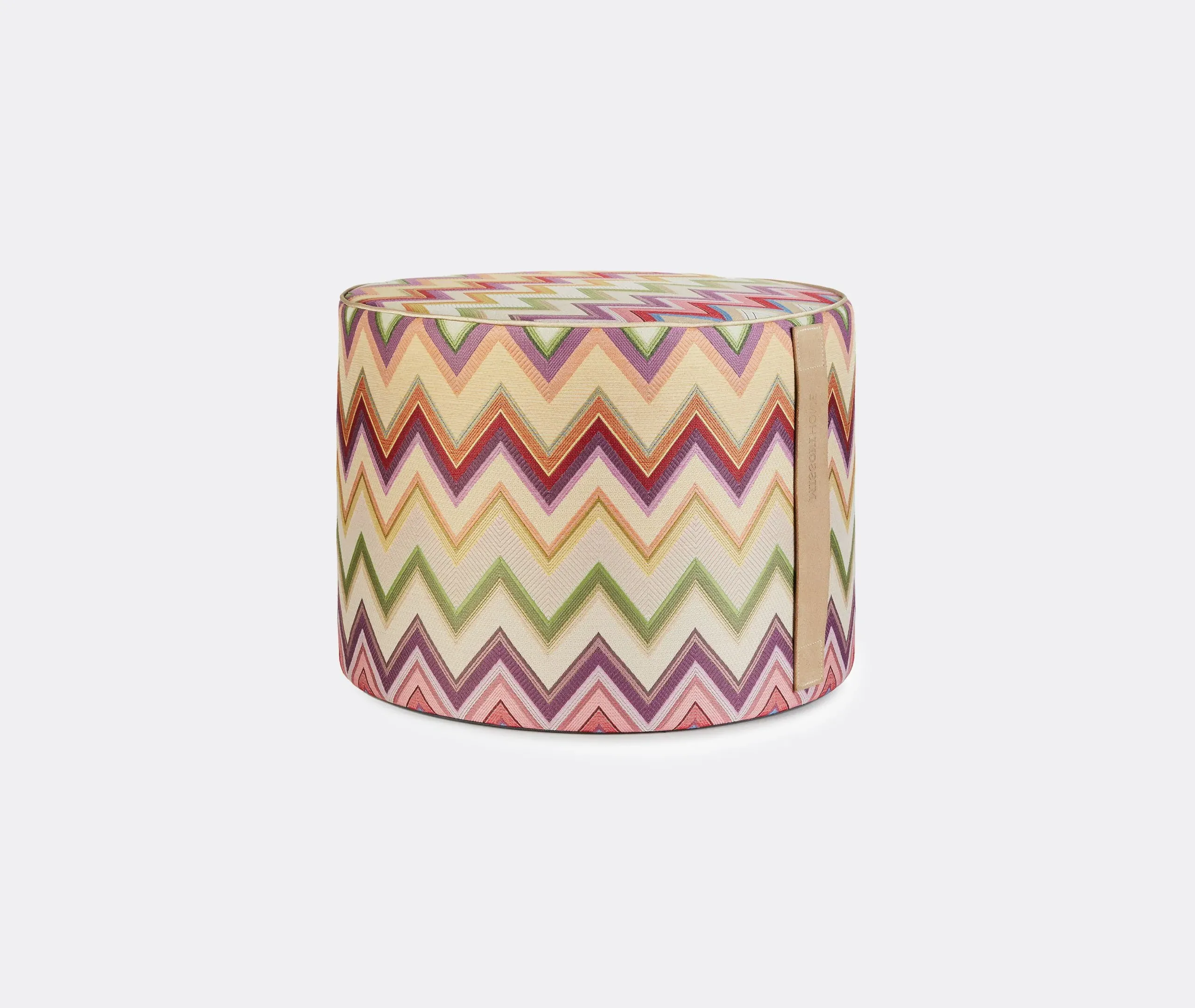 Agadir Cylindrical Pouf with Handle - Orange, Cotton Blend