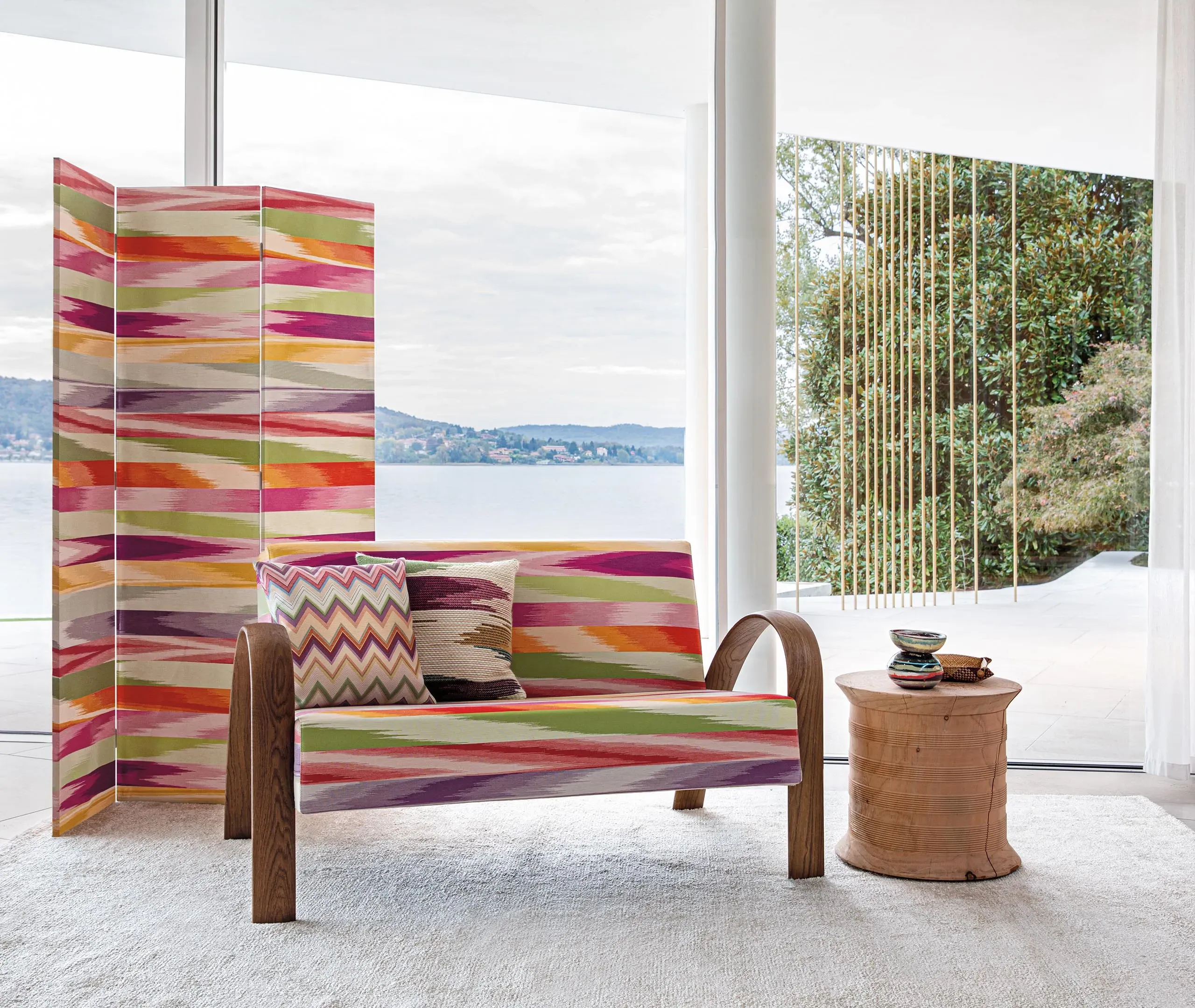 Agadir Square Cushion - Orange Multicolor, Cotton Blend