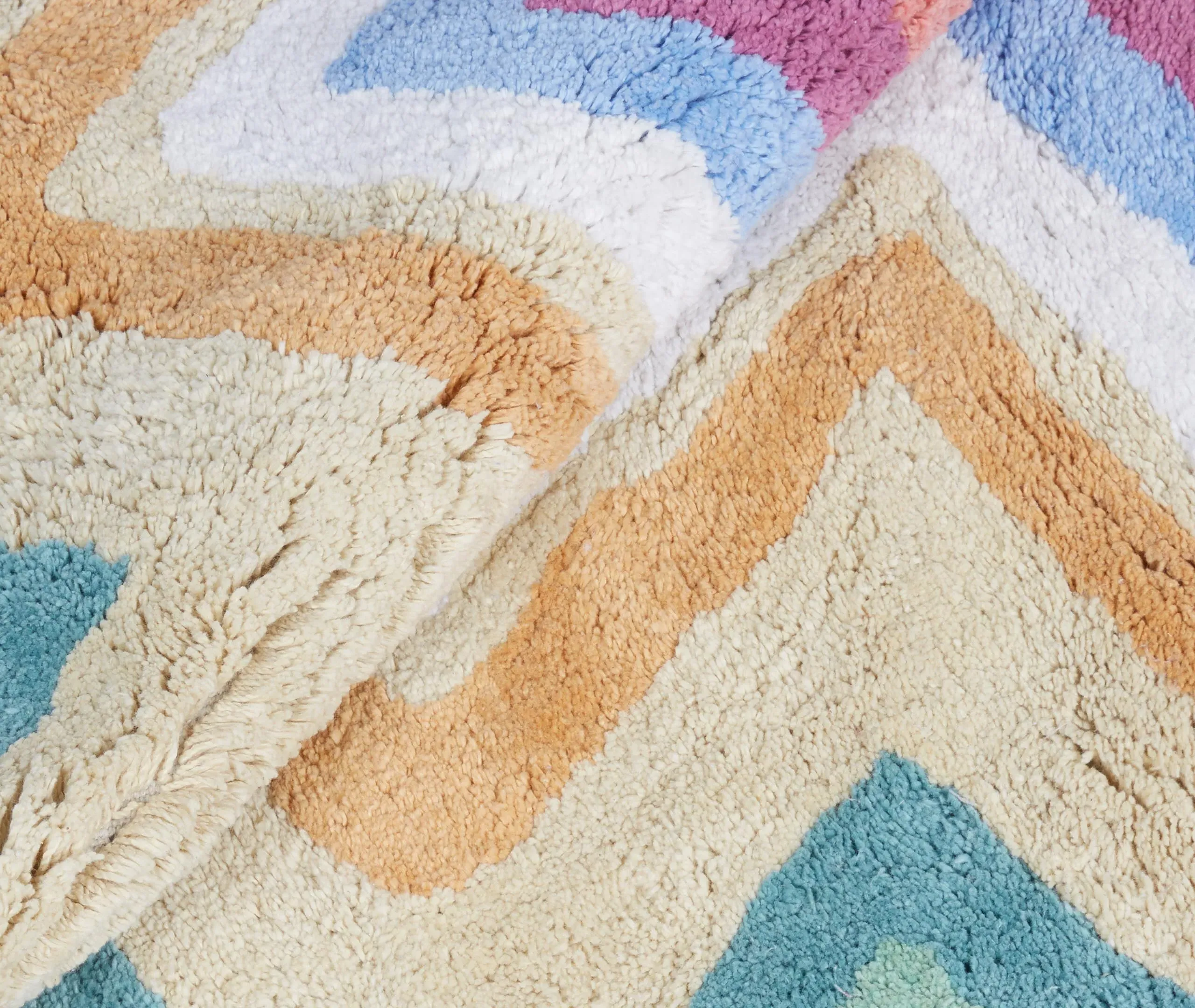 Amone Bath Mat with Zigzag Pattern - Black Multicolor, Cotton